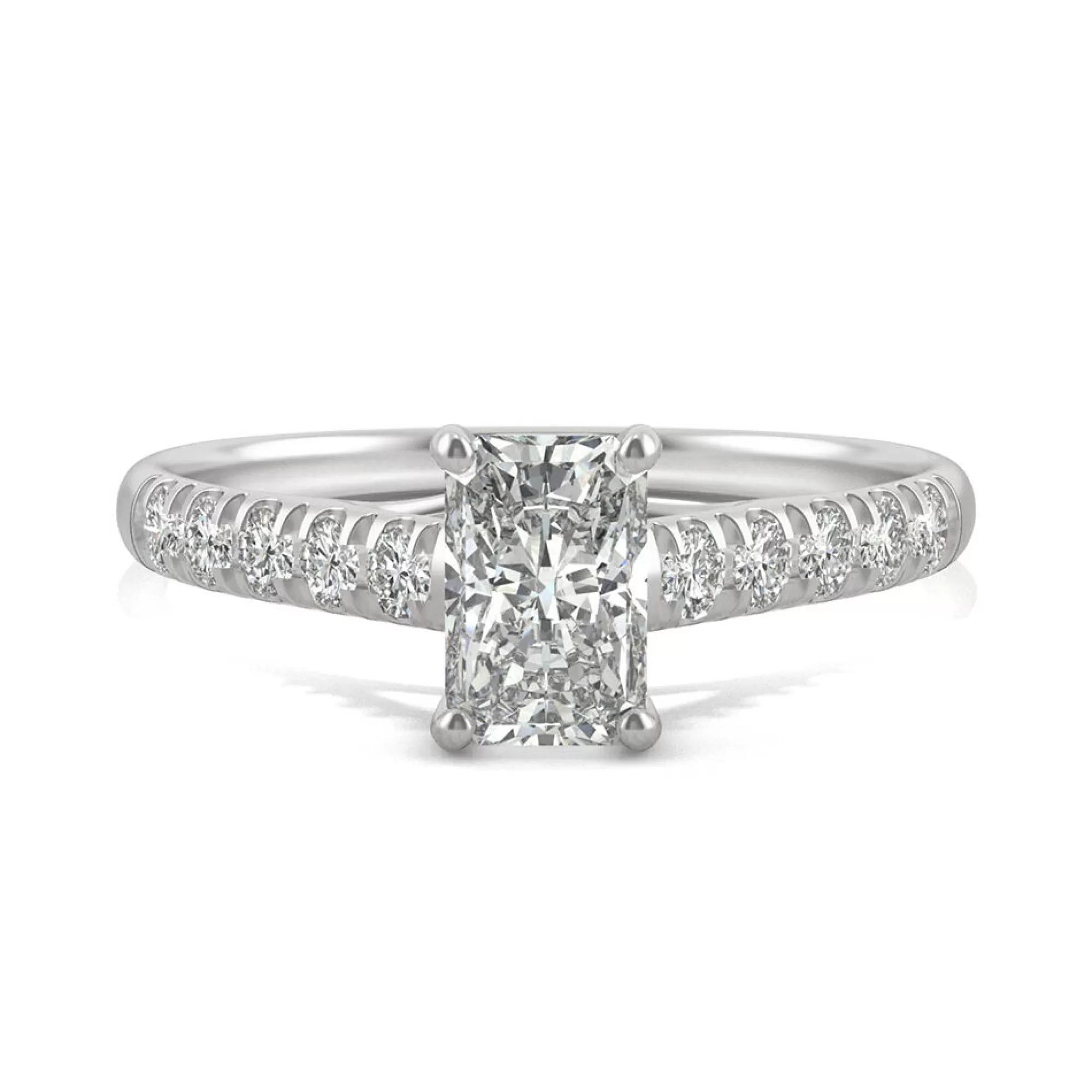 Rings^Charles & Colvard-Forever One™ Radiant-Cut Moissanite Ring In 14K White Gold (1 3/8 Ct. Tw.)