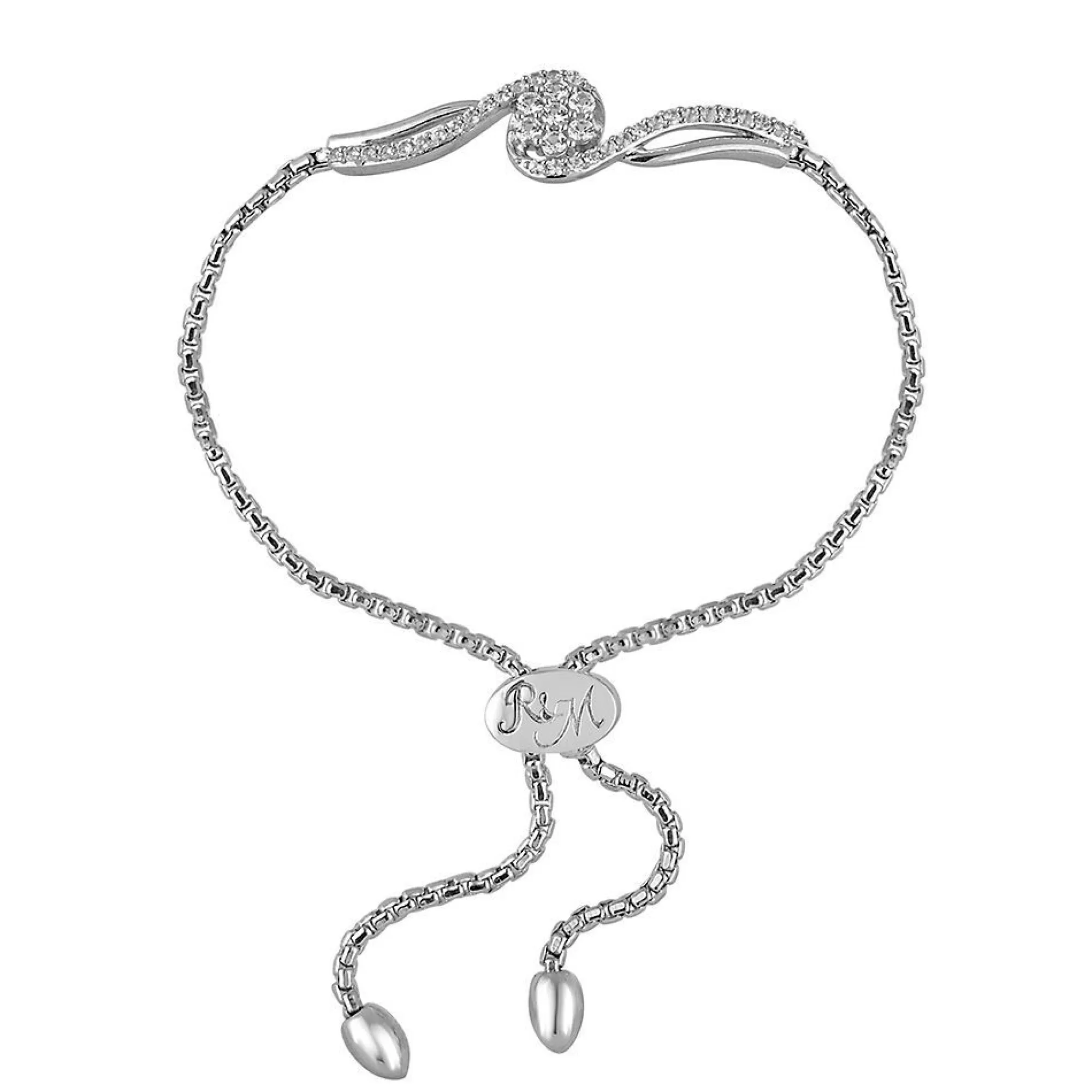 Bracelets^Layering & Stacking Rhythm And Muse Lab Created White Sapphire Swirl Bolo Bracelet In Sterling Silver
