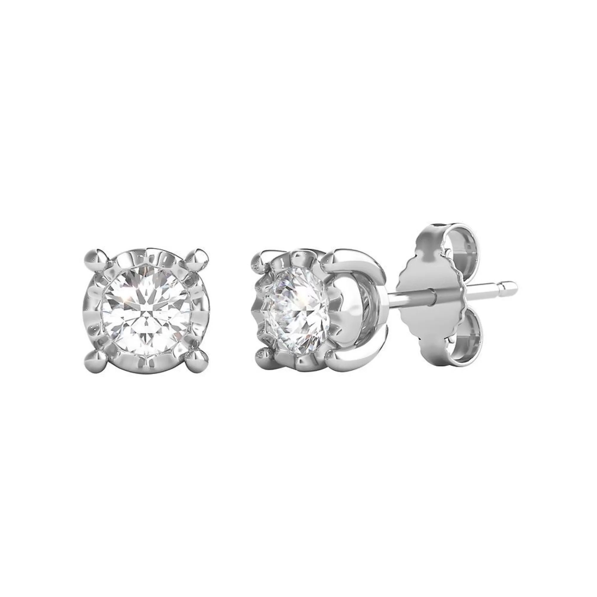 Earrings^* Round Diamond Illusion Stud Earrings (1/2 Ct. Tw.)