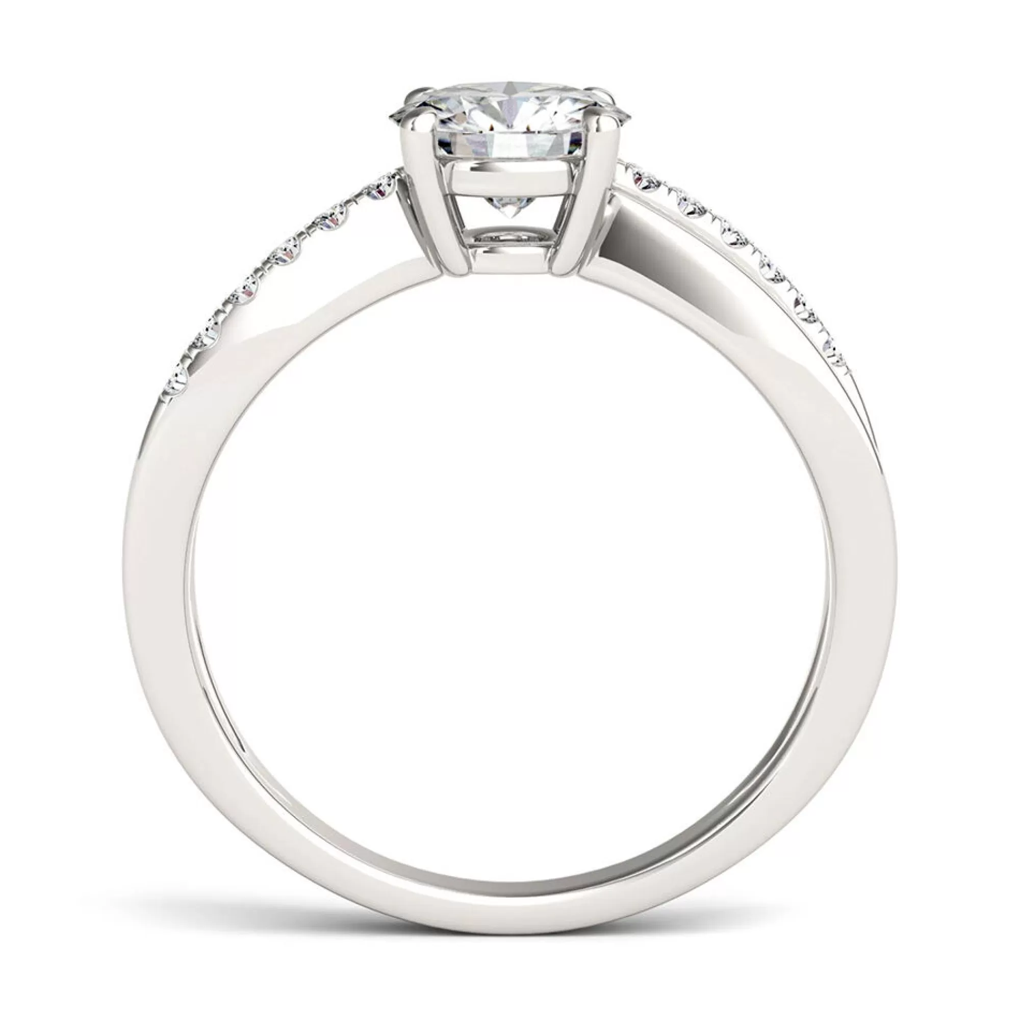 Rings^Charles & Colvard-Forever One™ Round Moissanite Ring With Crisscross Band In 14K White Gold (1 1/8 Ct. Tw.)