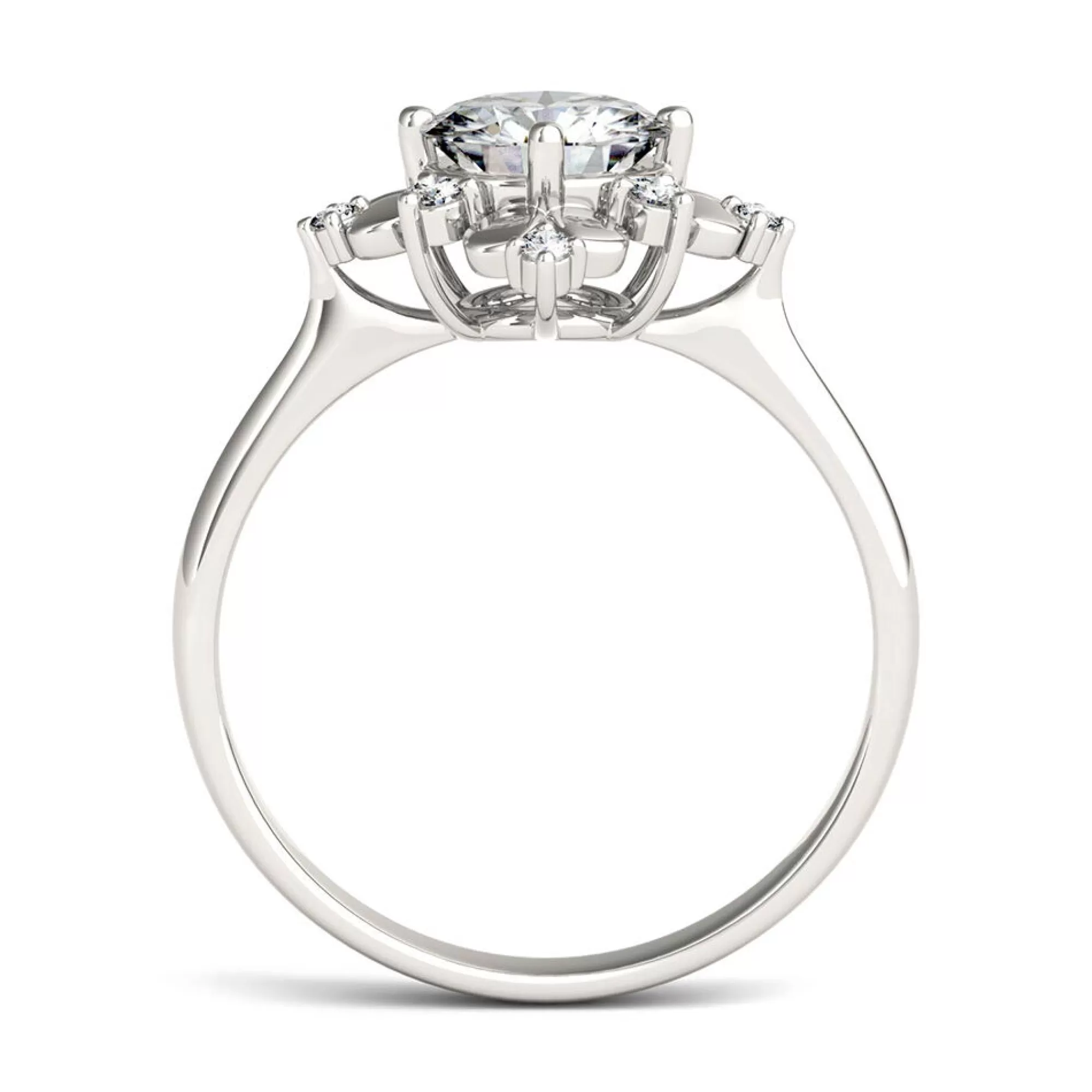 Rings^Charles & Colvard-Forever One™ Round Moissanite Ring With Floral Halo In 14K White Gold (1 Ct. Tw.)