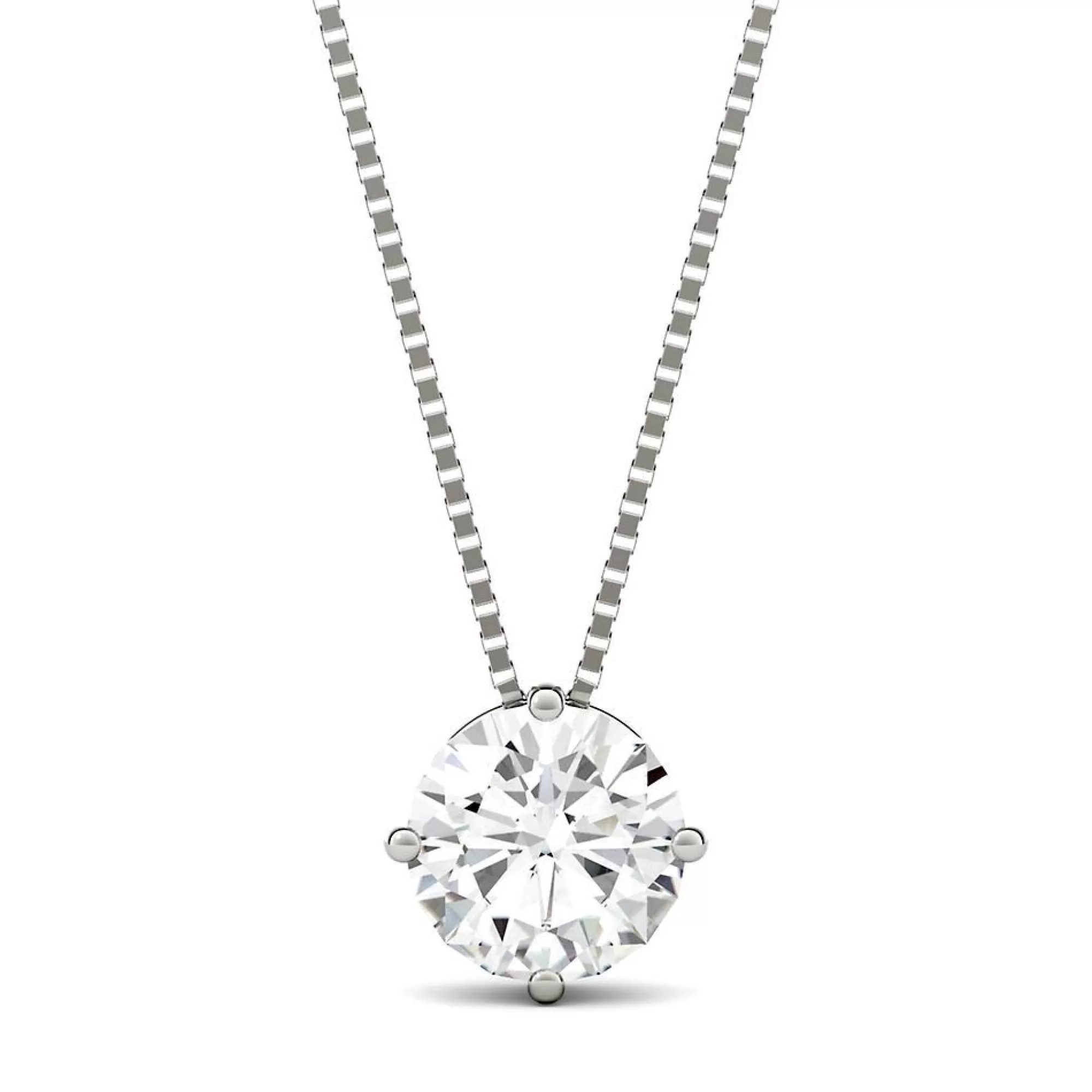 Necklaces & Pendants^Charles & Colvard-Forever One™ Round Moissanite Solitaire Pendant In 14K White Gold (1 Ct.)