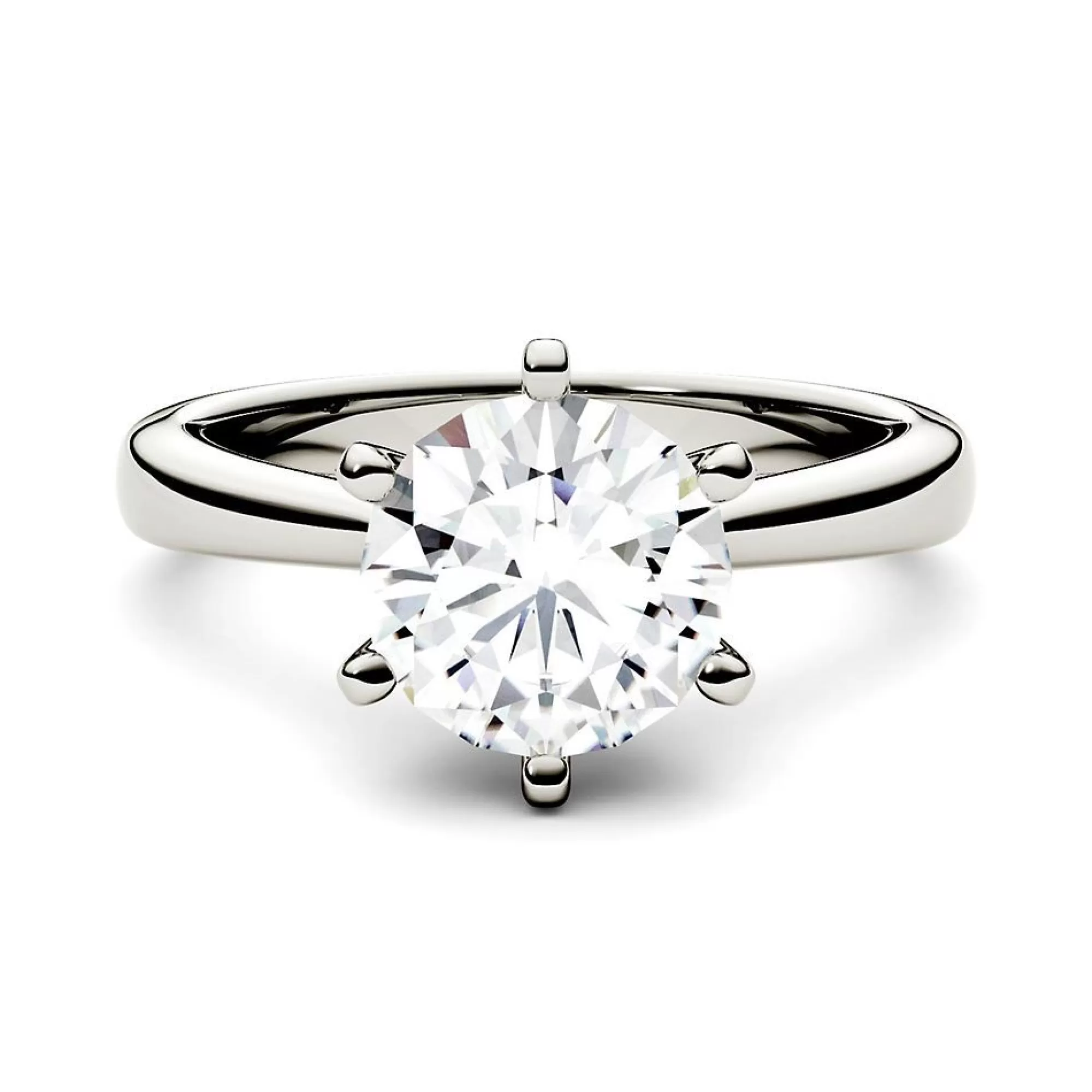 Rings^Charles & Colvard-Forever One™ Round Moissanite Solitaire Ring With Tapered Band