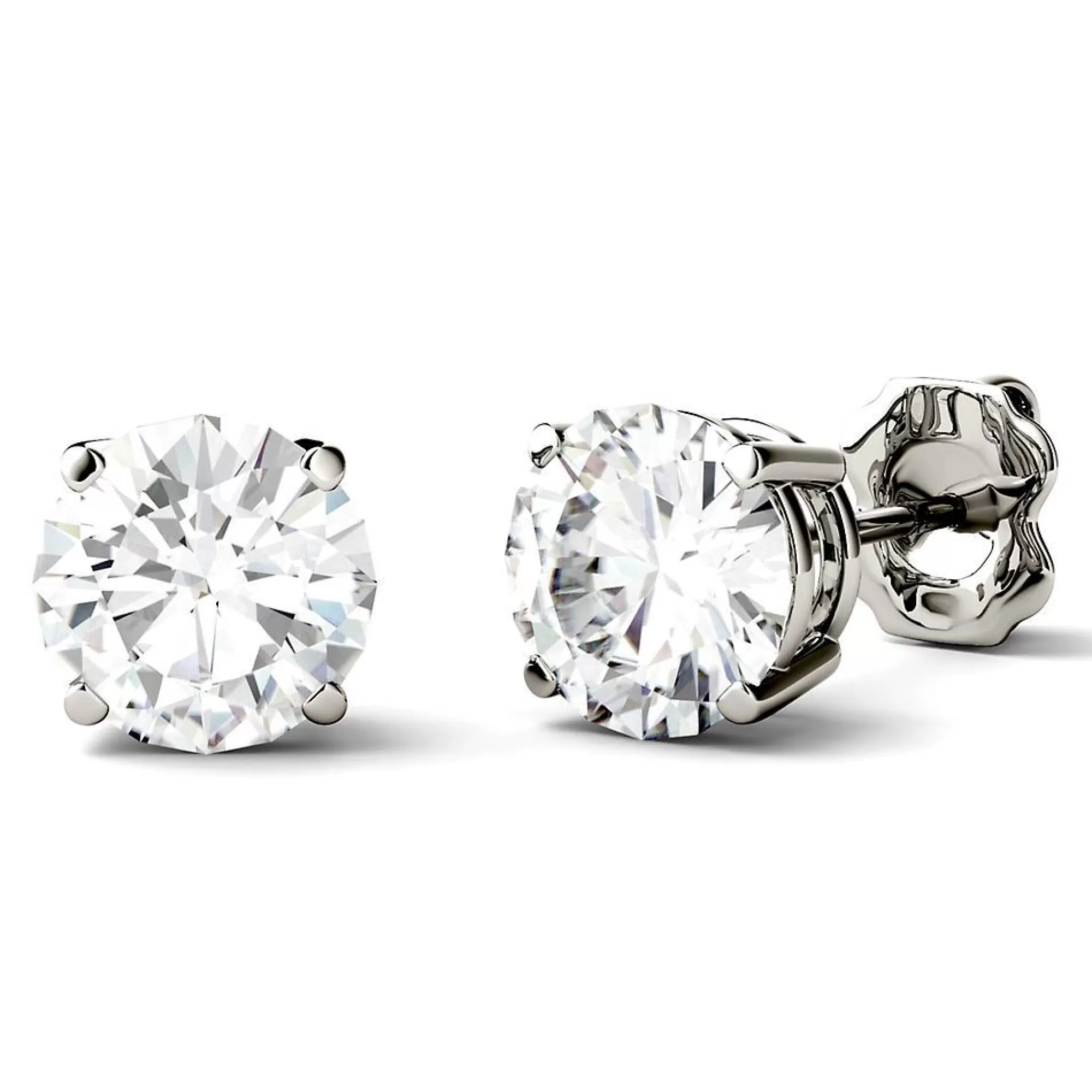 Earrings^Charles & Colvard-Forever One™ Round Moissanite Stud Earrings In 14K White Gold (2 Ct. Tw.)