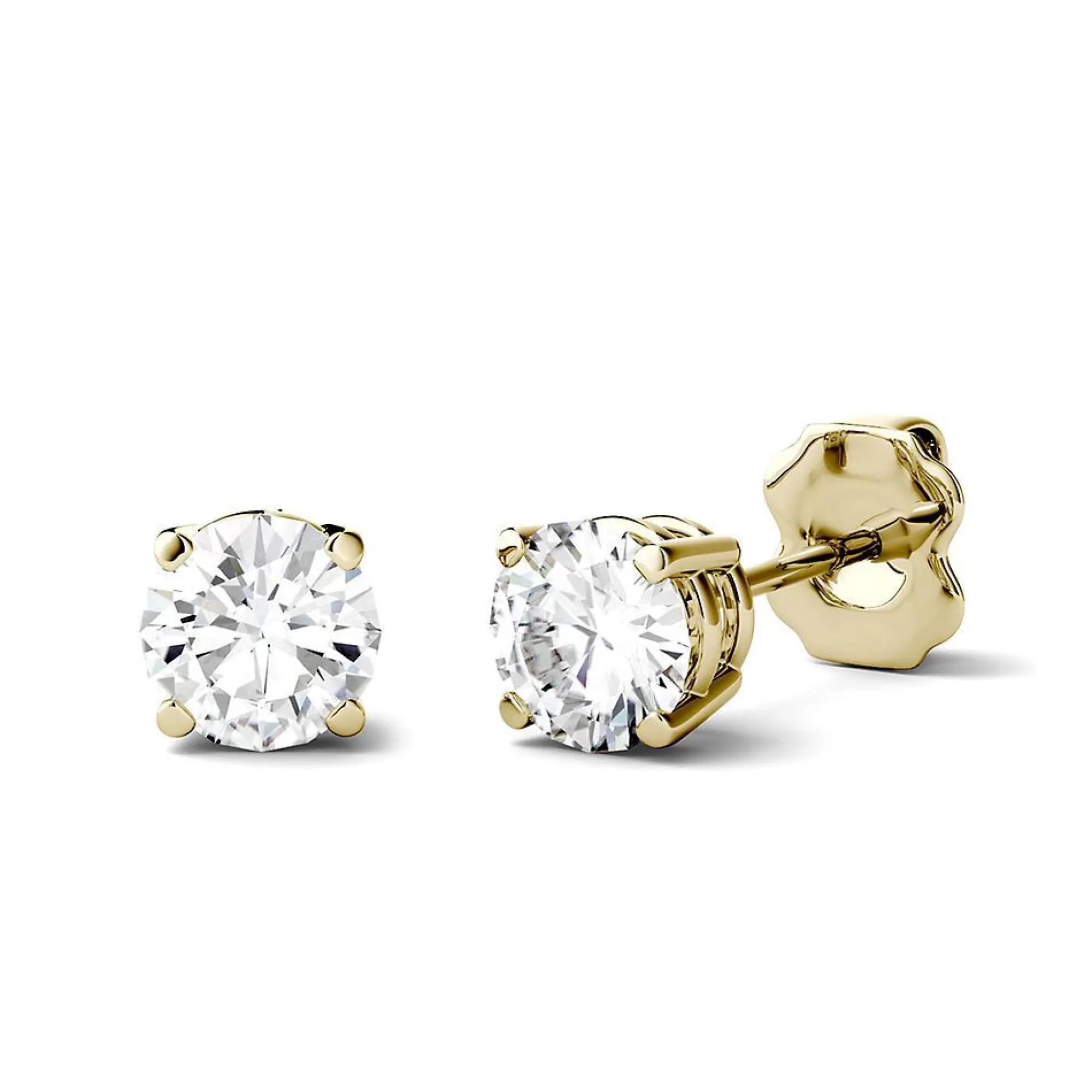 Earrings^Charles & Colvard-Forever One™ Round Moissanite Stud Earrings In 14K Yellow Gold (1 Ct. Tw.)