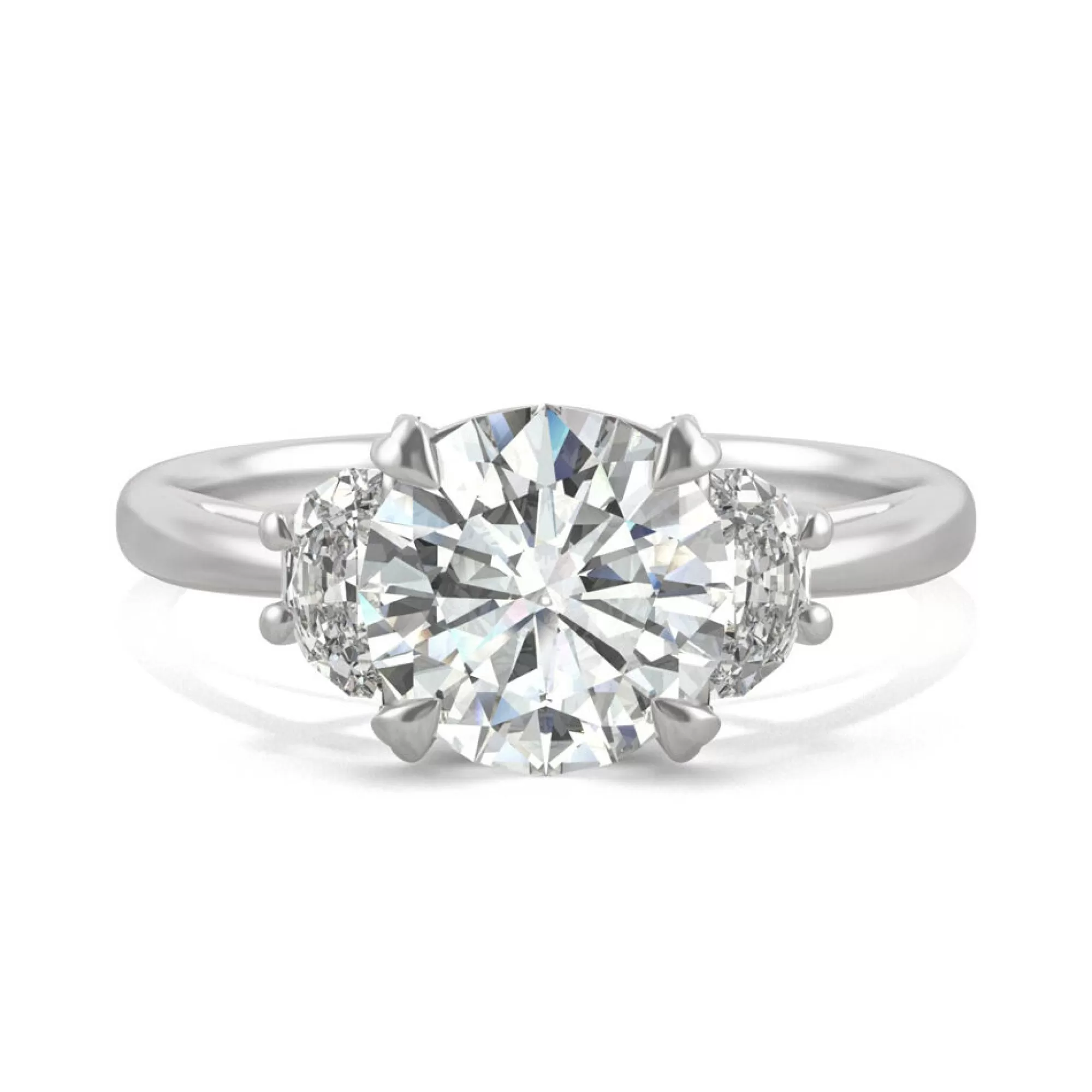 Rings^* Round Moissanite Three-Stone Ring In Platinum (2 1/2 Ct. Tw.)