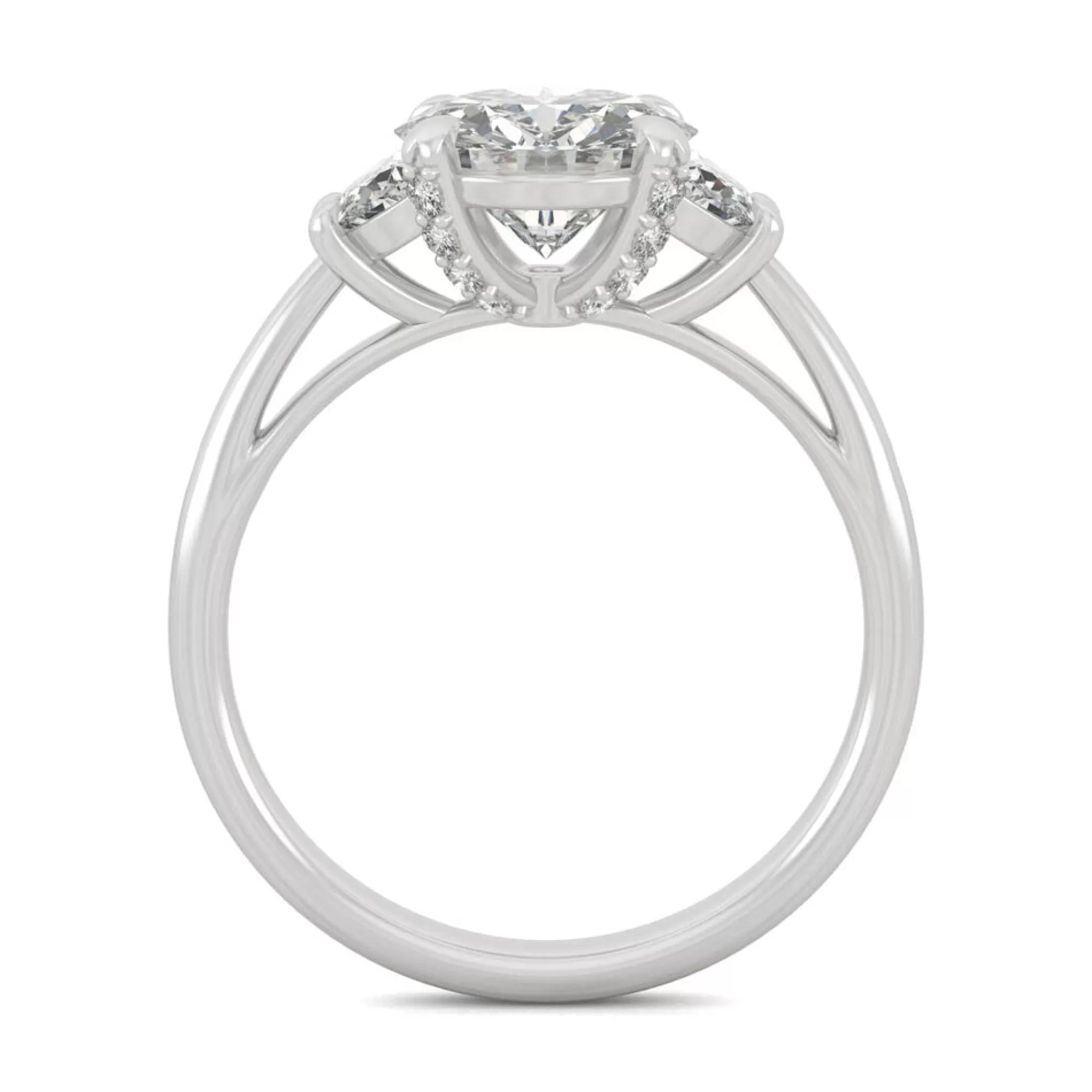 Rings^* Round Moissanite Three-Stone Ring In Platinum (2 1/2 Ct. Tw.)