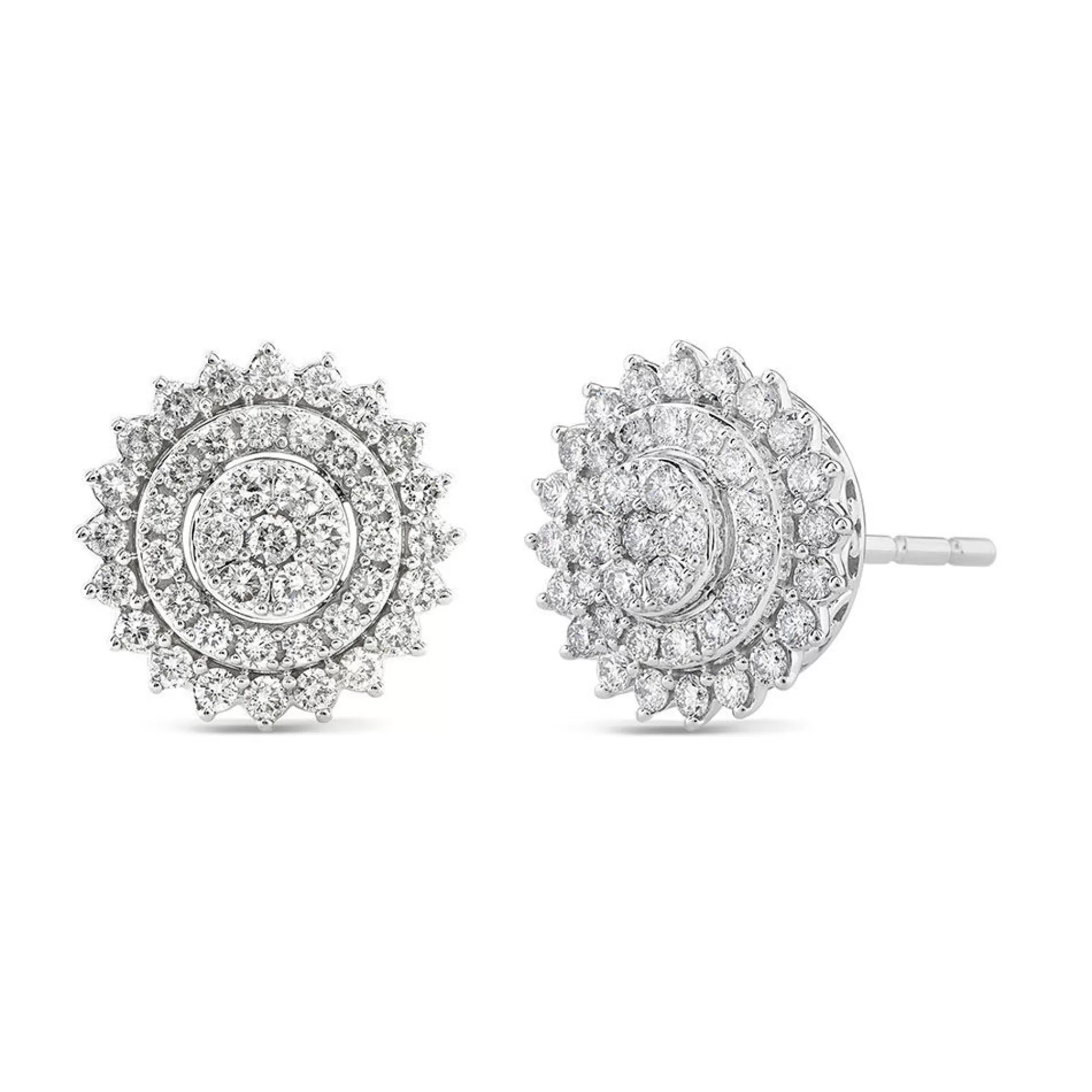 Earrings^* Round Starburst Halo Stud Earrings (1 ½ Ct. Tw.)