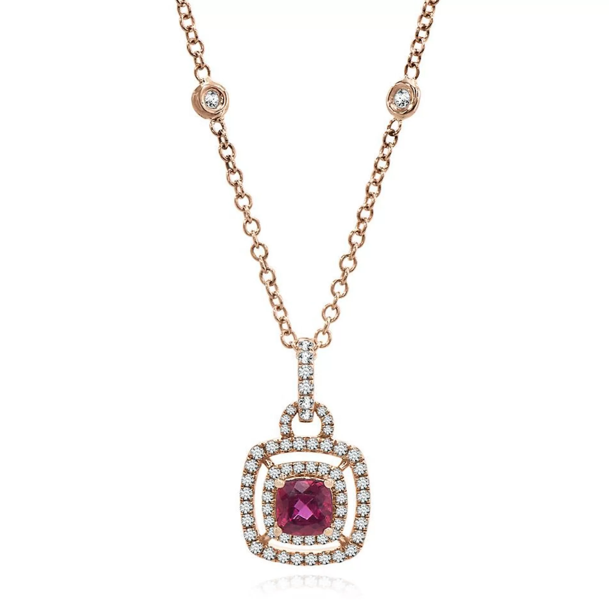 Necklaces & Pendants^* Rubellite & 3/8 Ct. Tw. Diamond Pendant In 14K Rose Gold