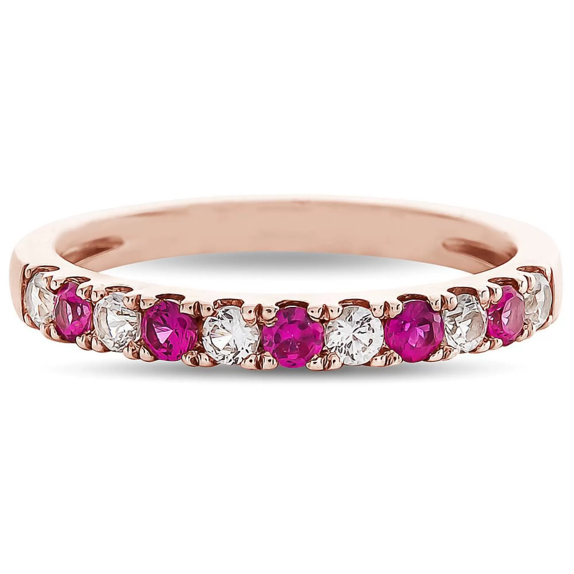 Rings^Layering & Stacking Ruby & 1/4 Ct. Tw. Diamond Band In 10K Rose Gold