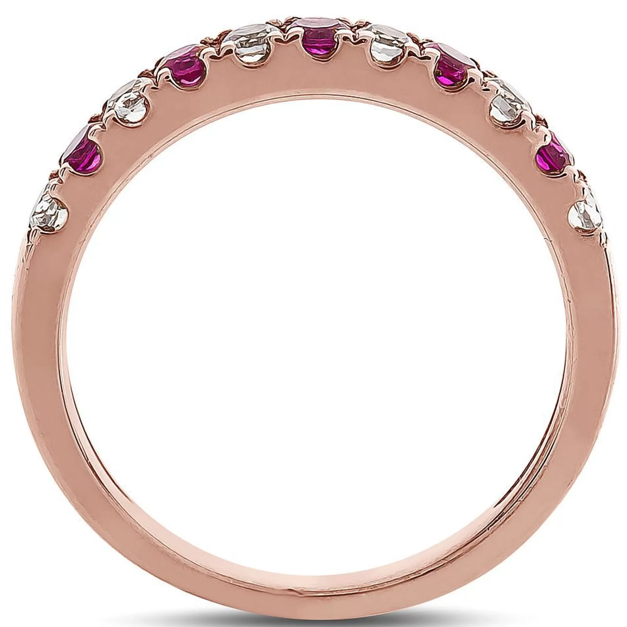 Rings^Layering & Stacking Ruby & 1/4 Ct. Tw. Diamond Band In 10K Rose Gold