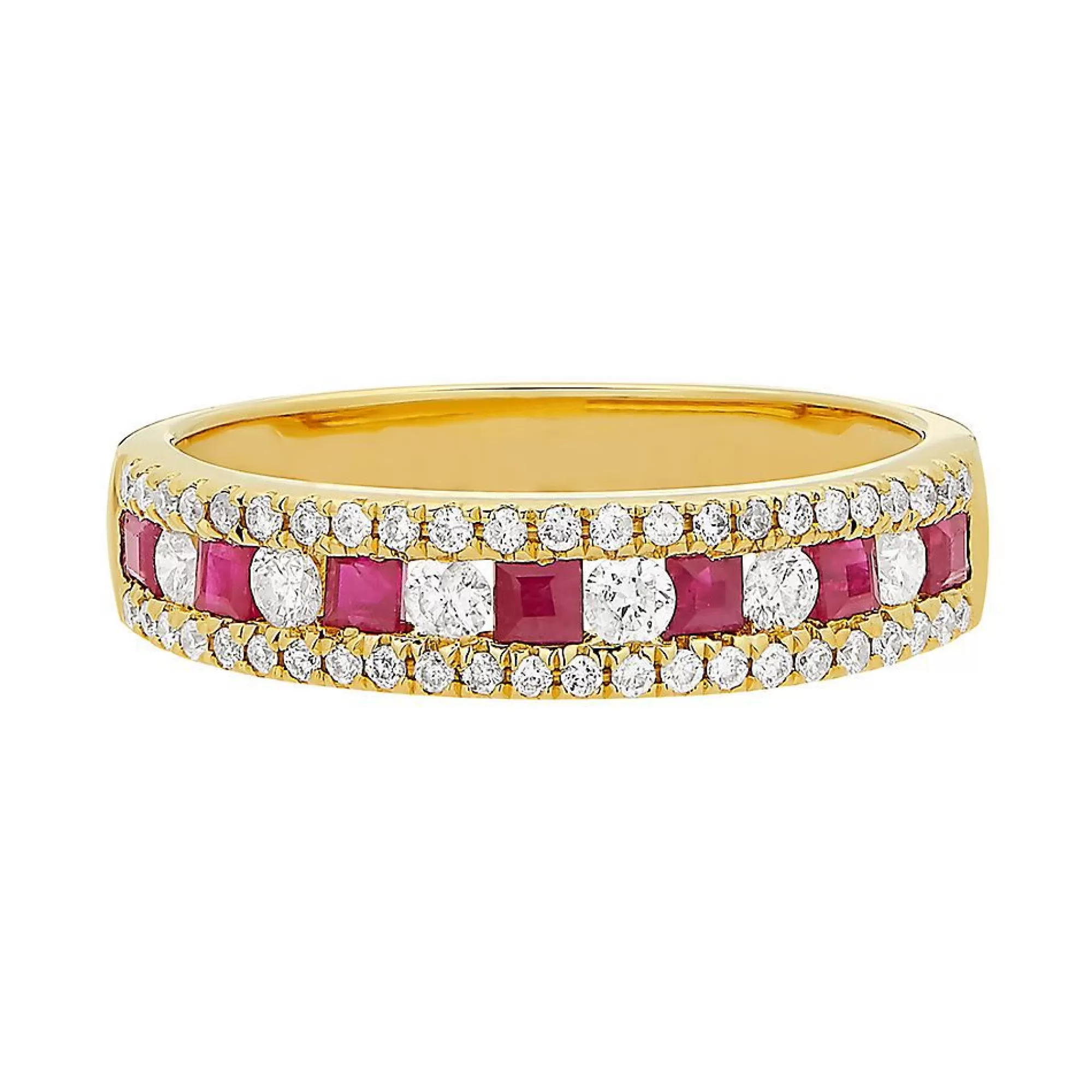 Rings^* Ruby & 1/3 Ct. Tw. Diamond Band In 10K Yellow Gold