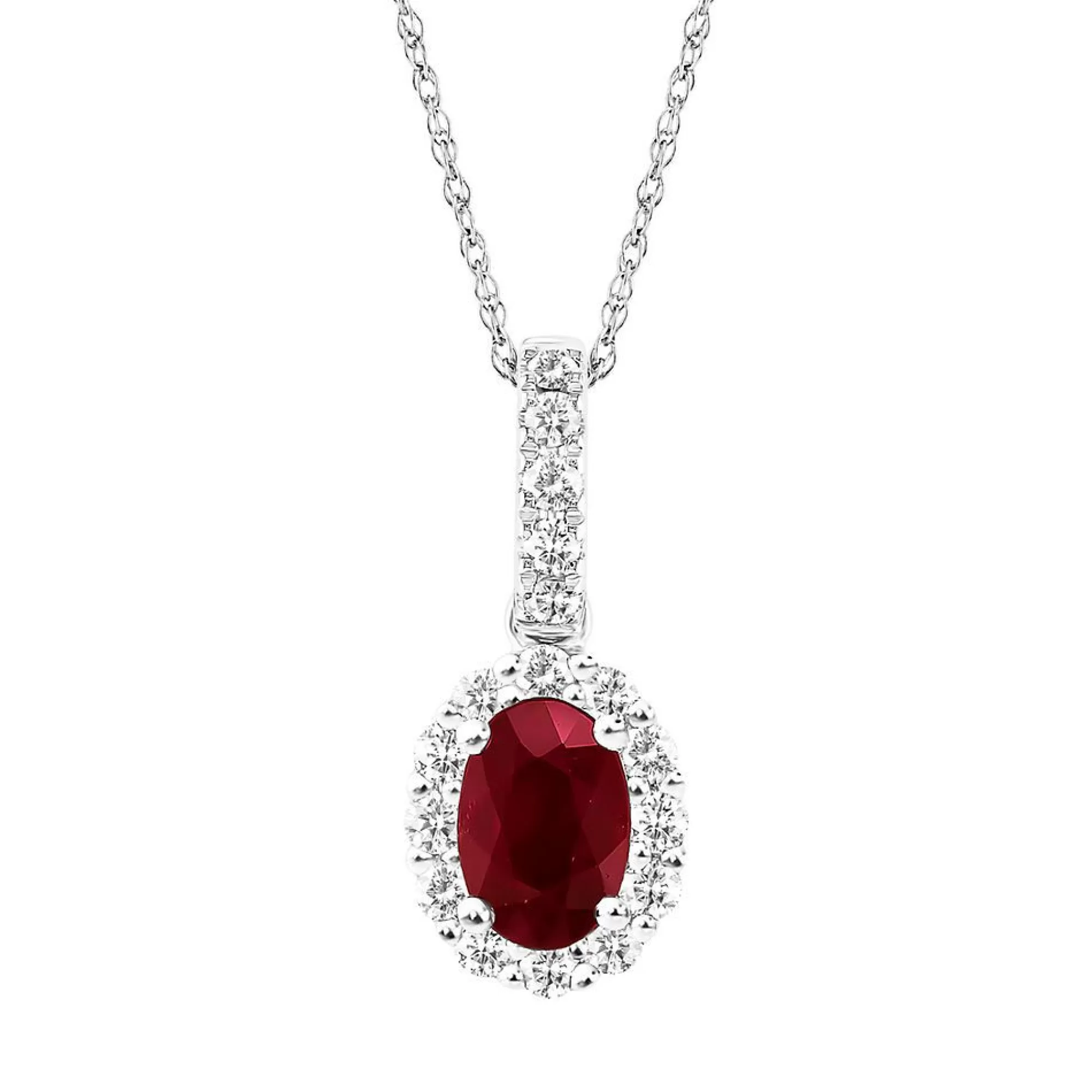 Necklaces & Pendants^* Ruby & 1/5 Ct. Tw. Diamond Pendant In 10K White Gold