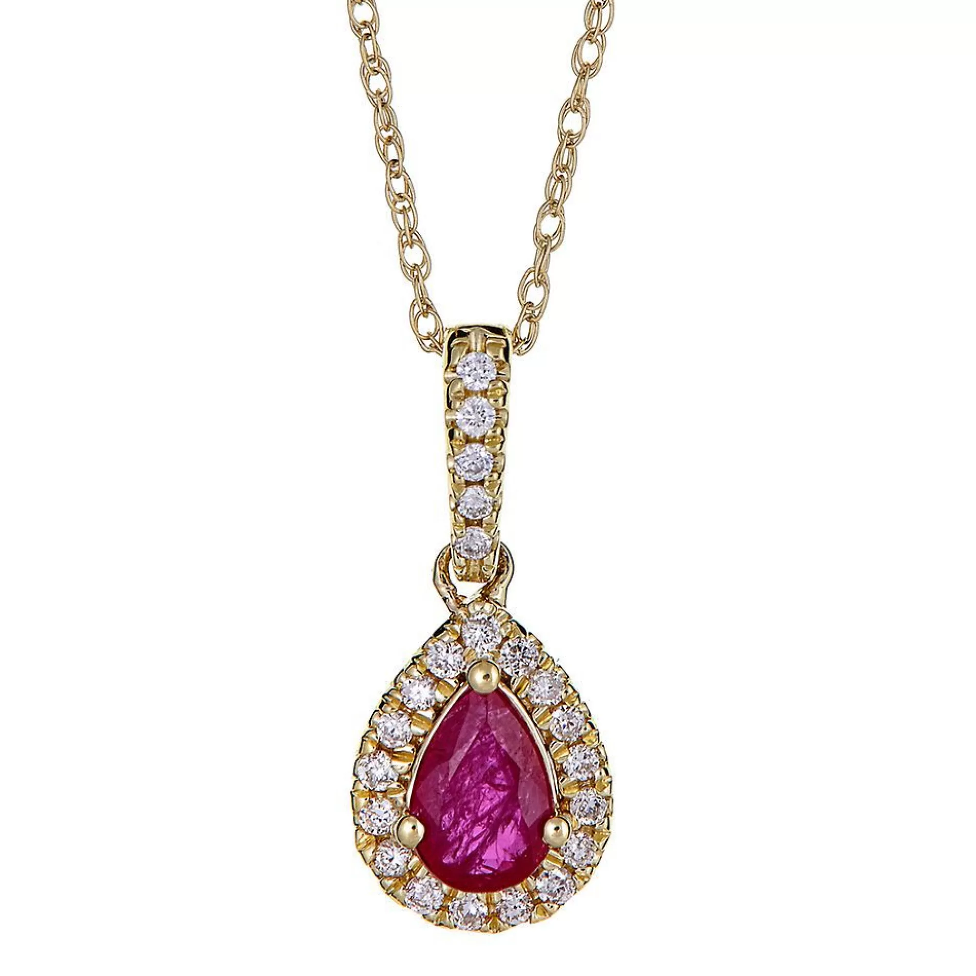 Necklaces & Pendants^* Ruby & 1/10 Ct. Tw. Diamond Pendant In 10K Yellow Gold