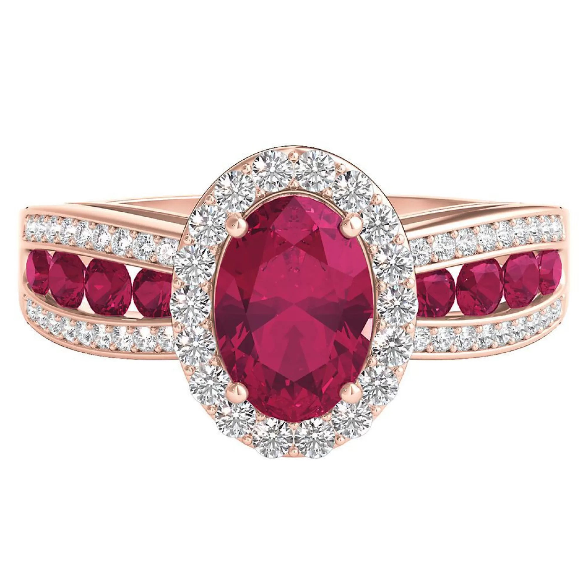 Rings^* Ruby & 1/4 Ct. Tw. Diamond Ring In 10K Rose Gold