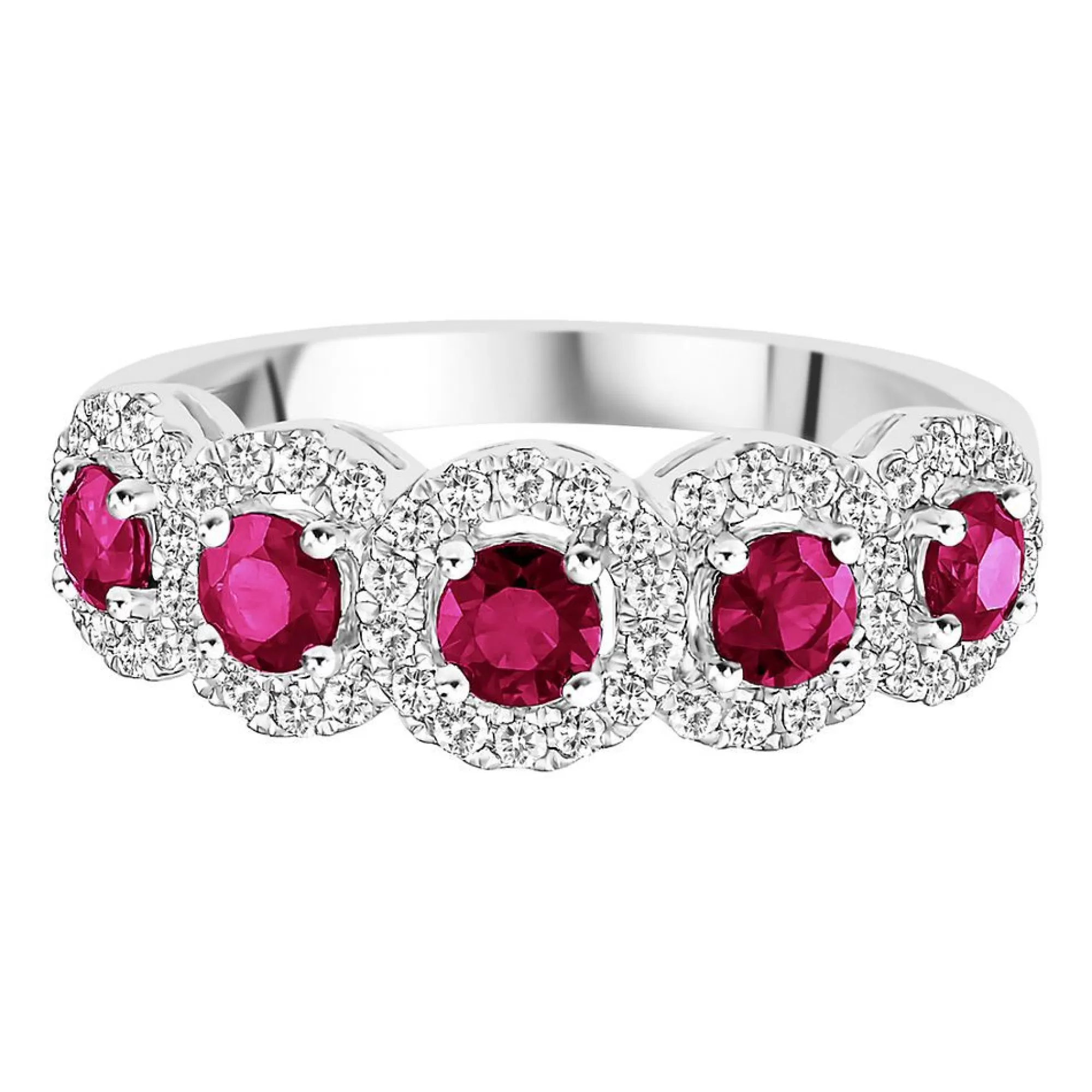 Rings^* Ruby & 1/3 Ct. Tw. Diamond Ring In 14K White Gold