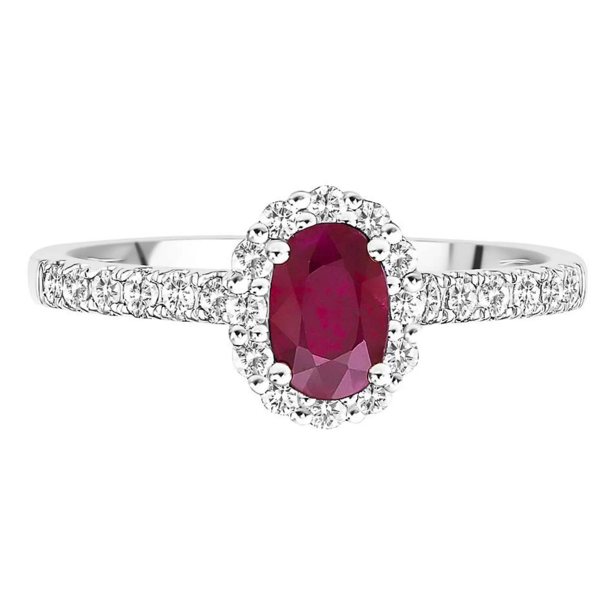 Rings^* Ruby & 1/4 Ct. Tw. Diamond Ring In 10K White Gold