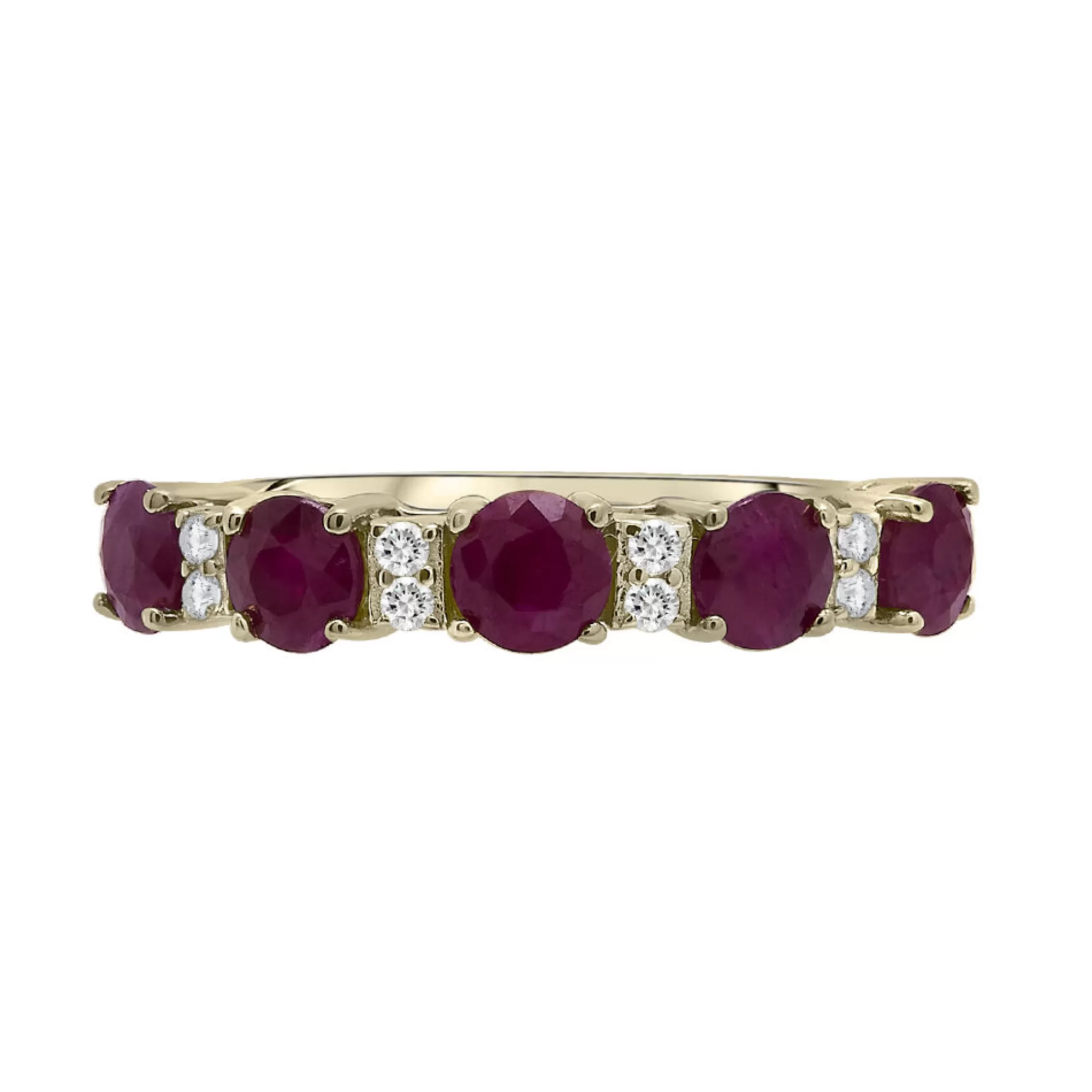 Rings^* Ruby & Diamond Accent Band In 10K Yellow Gold