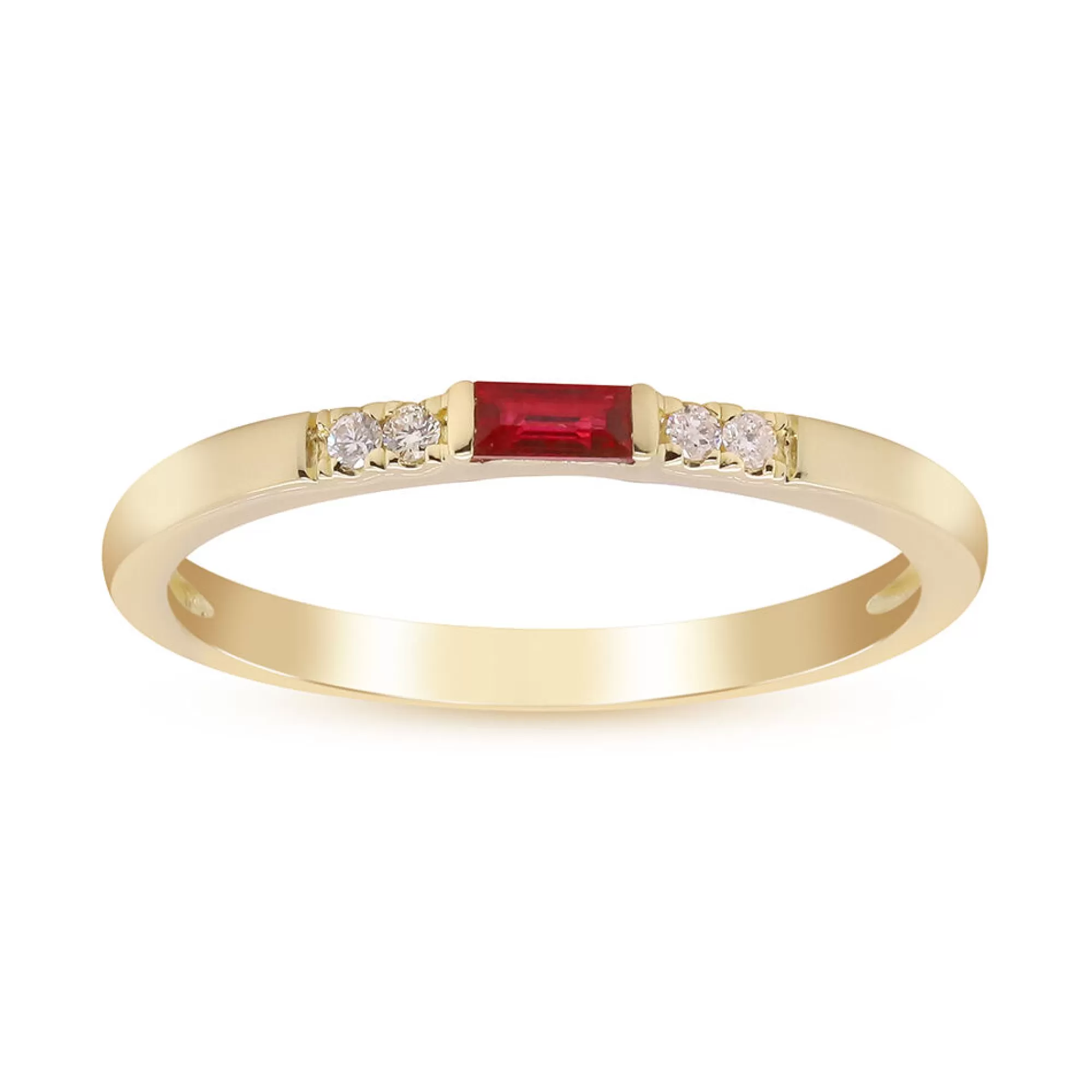 Rings^Layering & Stacking Ruby & Diamond Accent Stacking Ring In 10K Yellow Gold