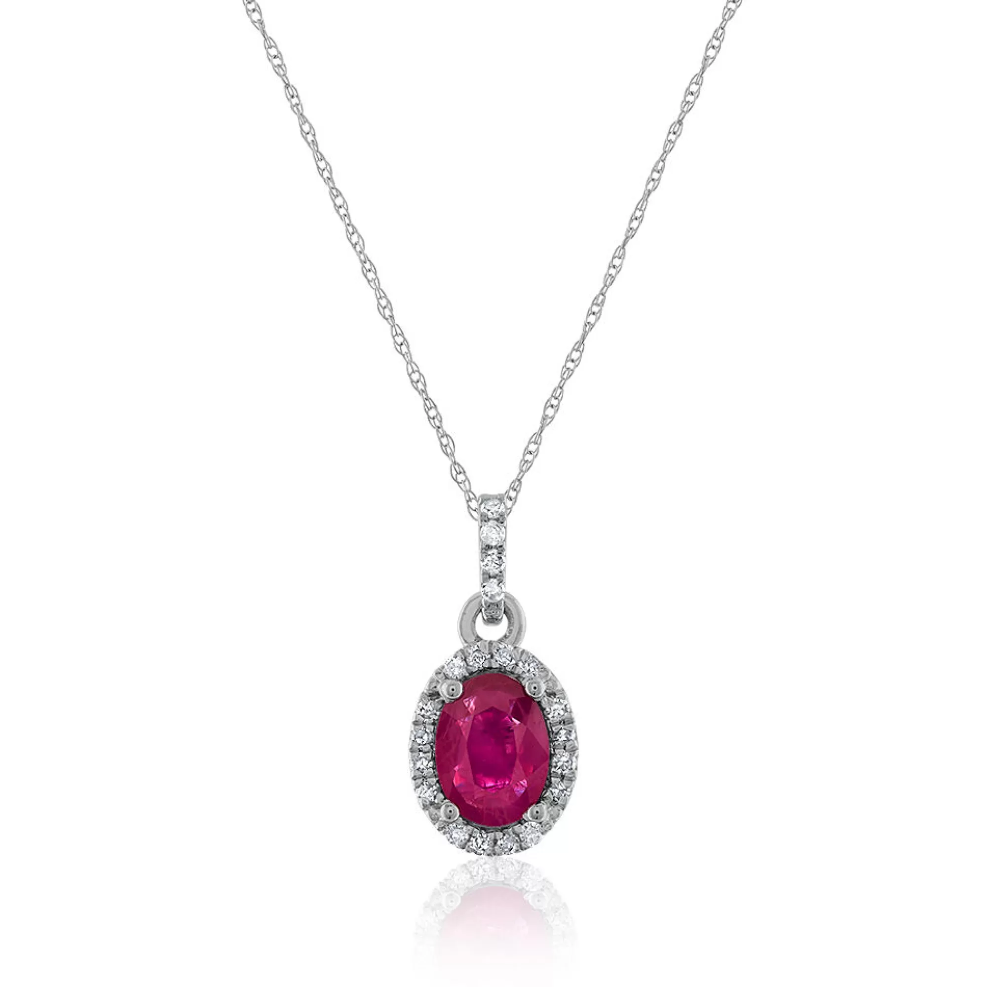 Necklaces & Pendants^* Ruby & Diamond Pendant In 14K White Gold (1/10 Ct. Tw.)