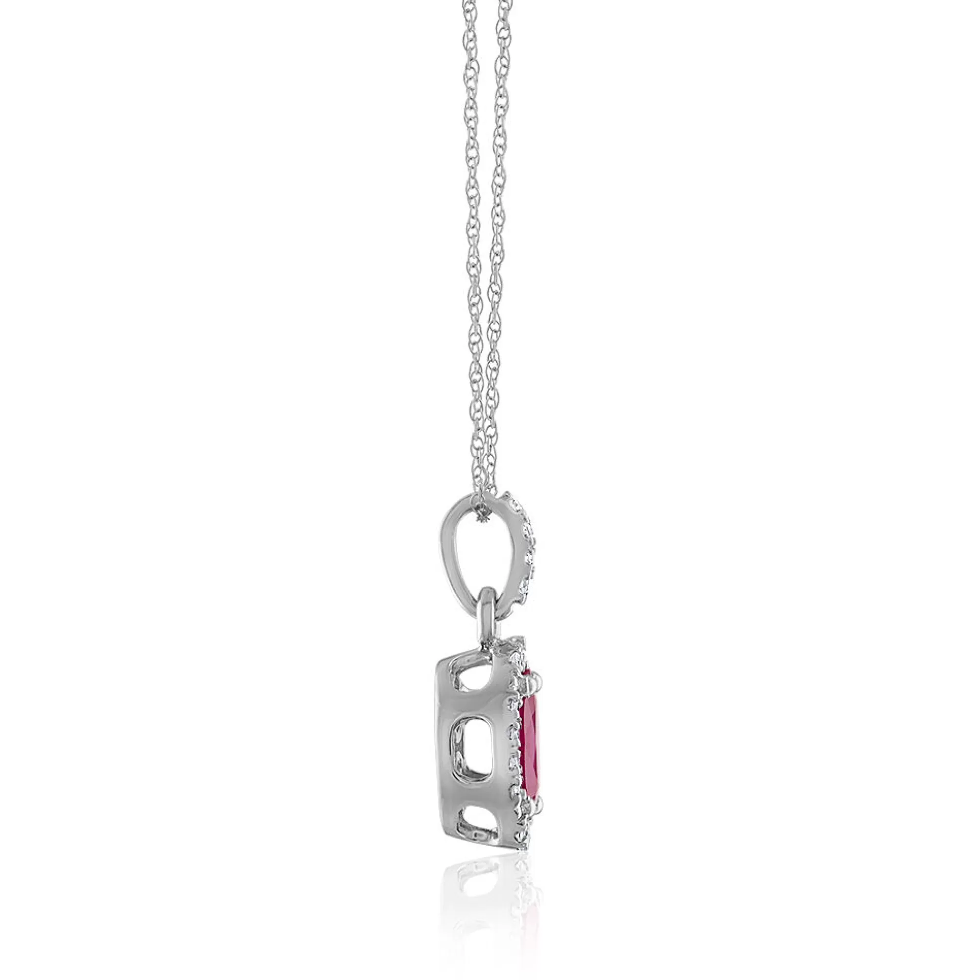 Necklaces & Pendants^* Ruby & Diamond Pendant In 14K White Gold (1/10 Ct. Tw.)