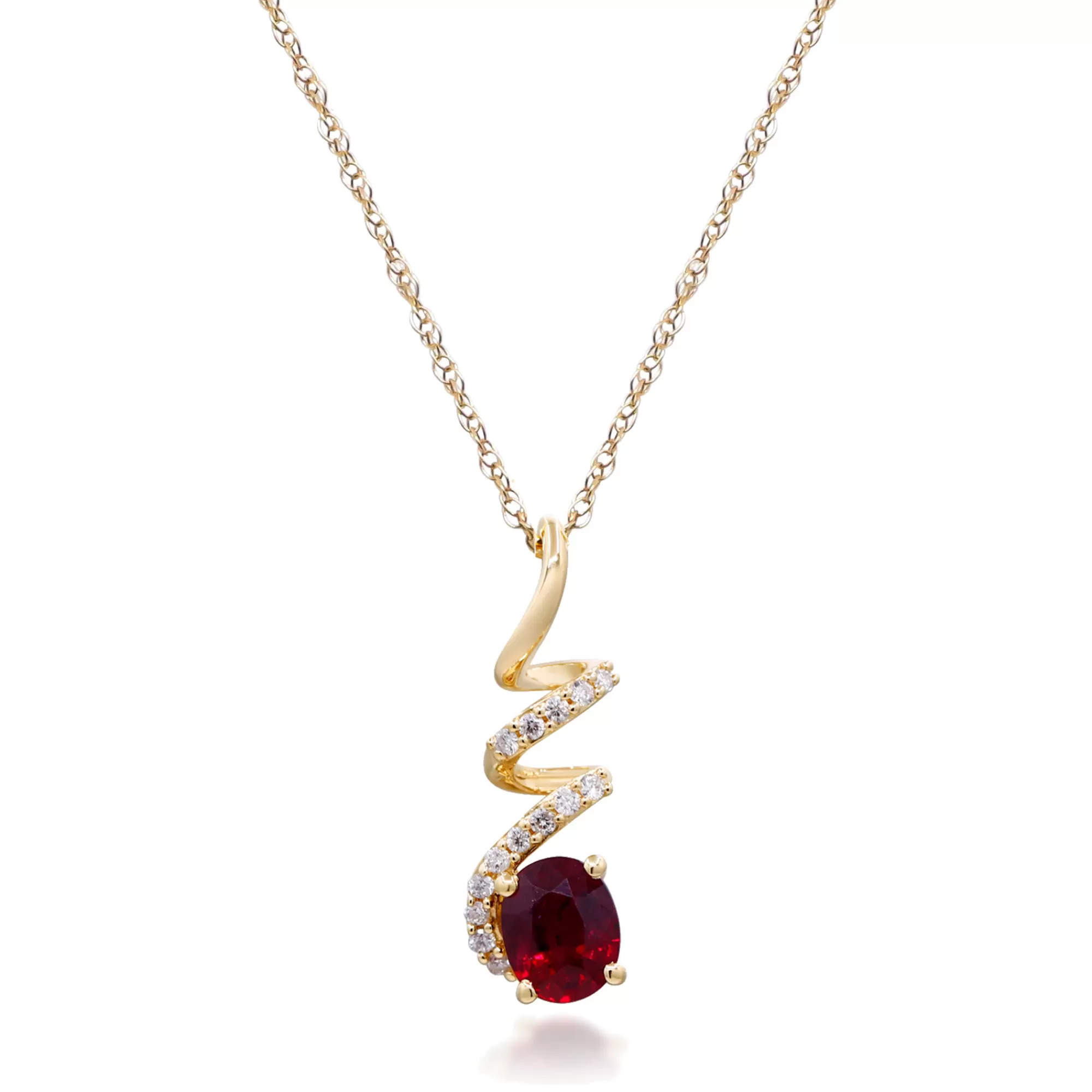 Necklaces & Pendants^* Ruby Pendant With Diamond Accents In 10K Yellow Gold