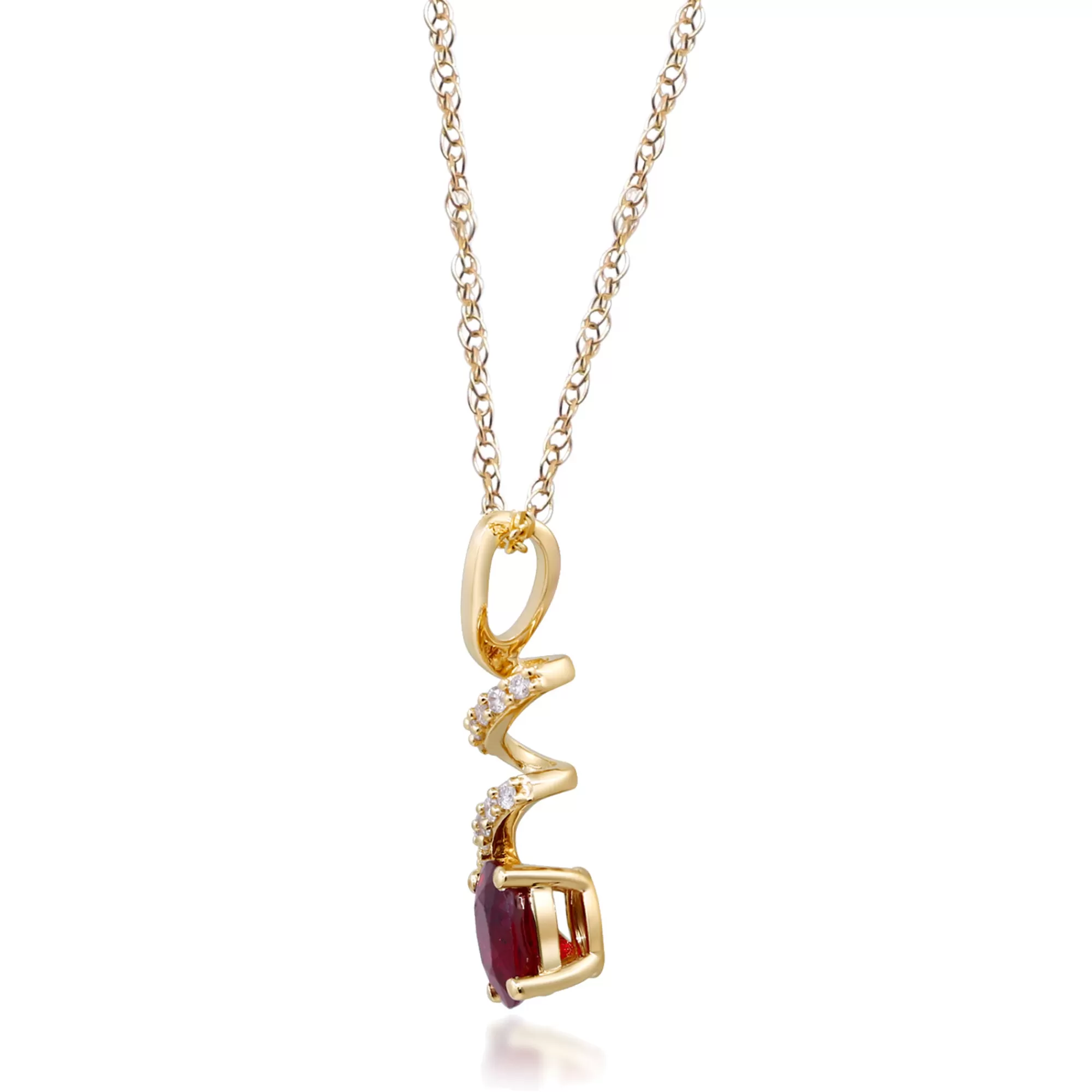 Necklaces & Pendants^* Ruby Pendant With Diamond Accents In 10K Yellow Gold