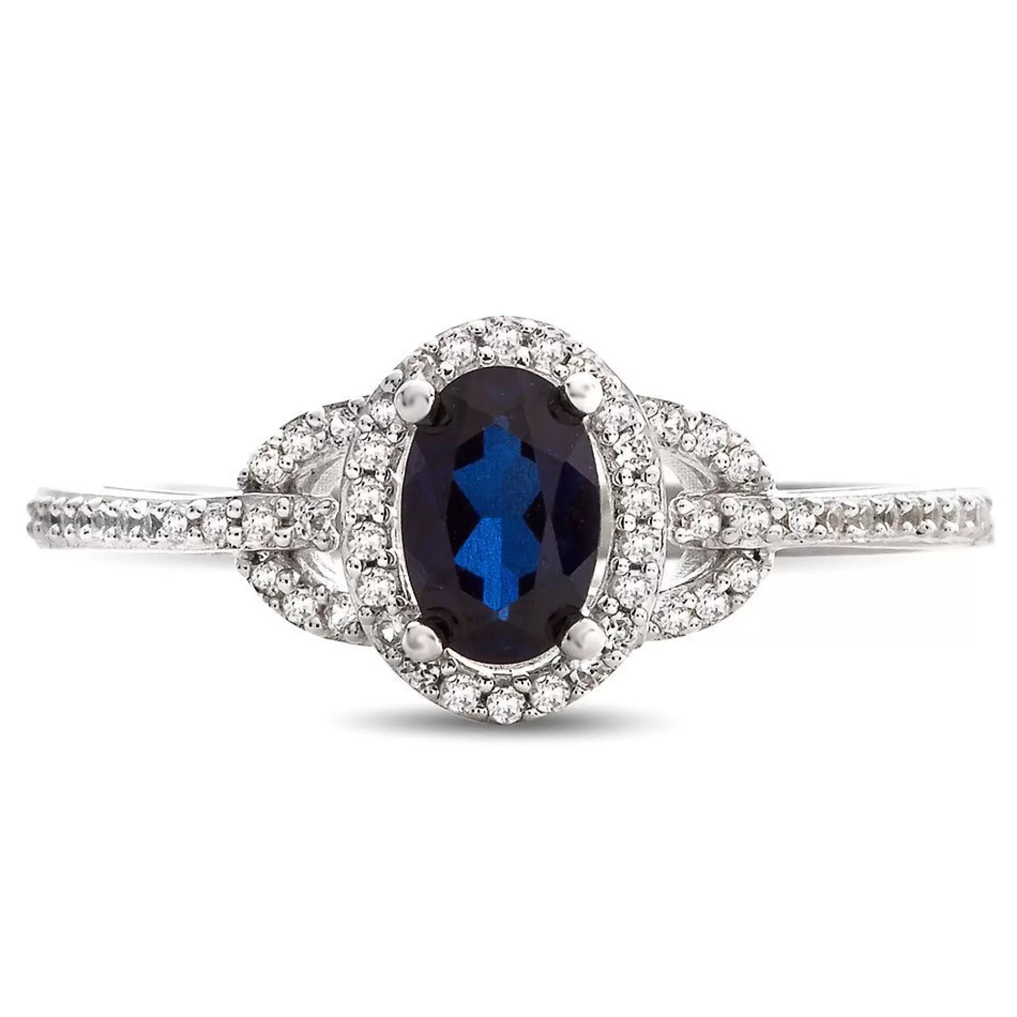 Rings^* Sapphire & 1/7 Ct. Tw. Diamond Ring In 10K White Gold