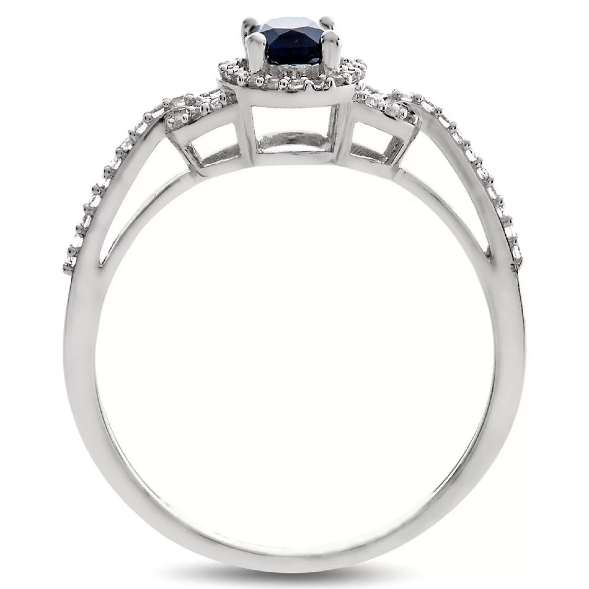 Rings^* Sapphire & 1/7 Ct. Tw. Diamond Ring In 10K White Gold