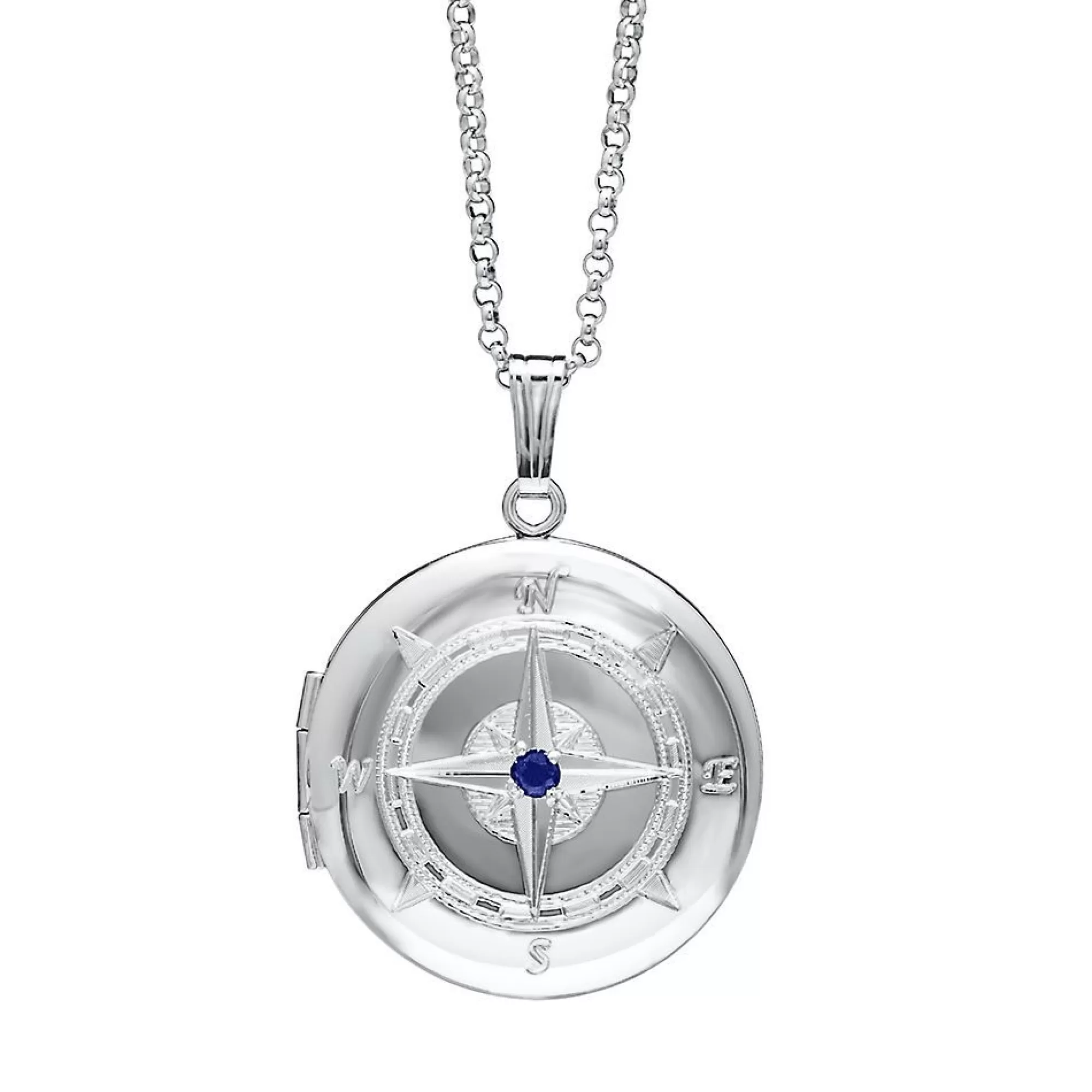 Necklaces & Pendants^* Sapphire Compass Locket Pendant In Sterling Silver