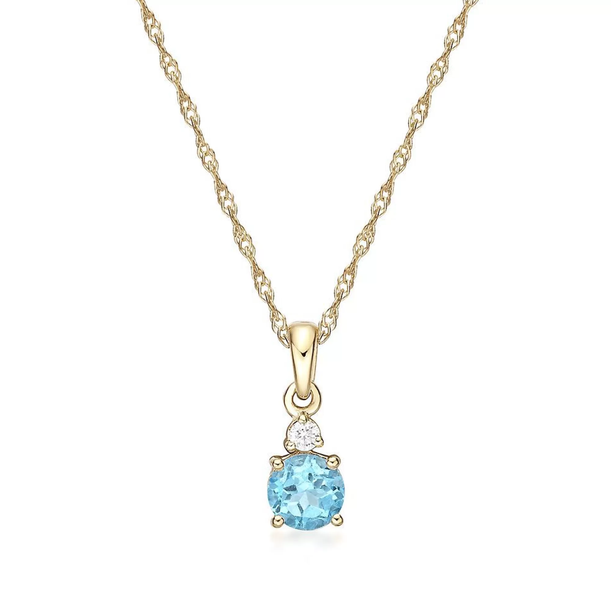 Necklaces & Pendants^* Swiss Blue Topaz & Diamond Pendant In 10K Yellow Gold