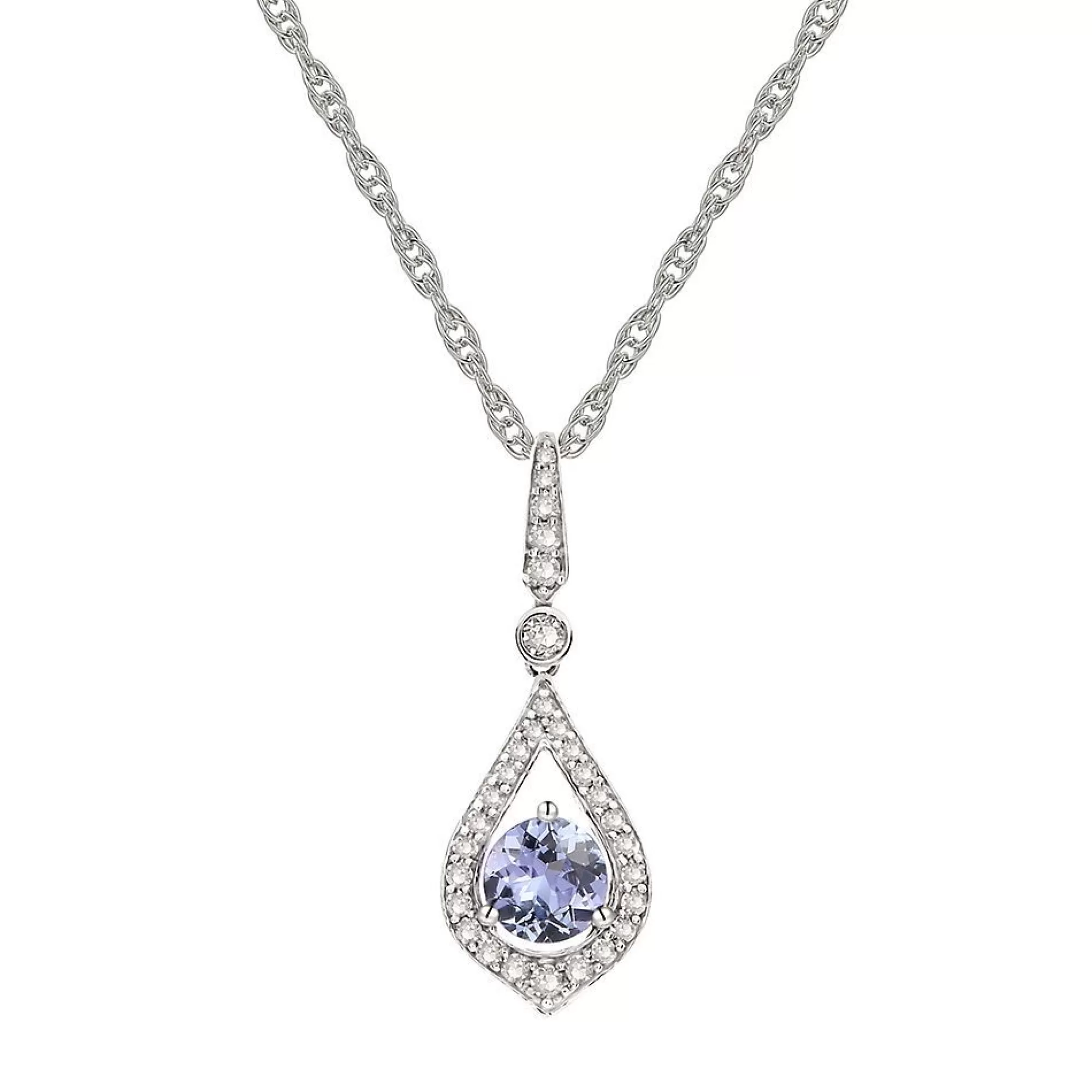 Necklaces & Pendants^* Tanzanite & 1/7 Ct. Tw. Diamond Pendant In 10K White Gold