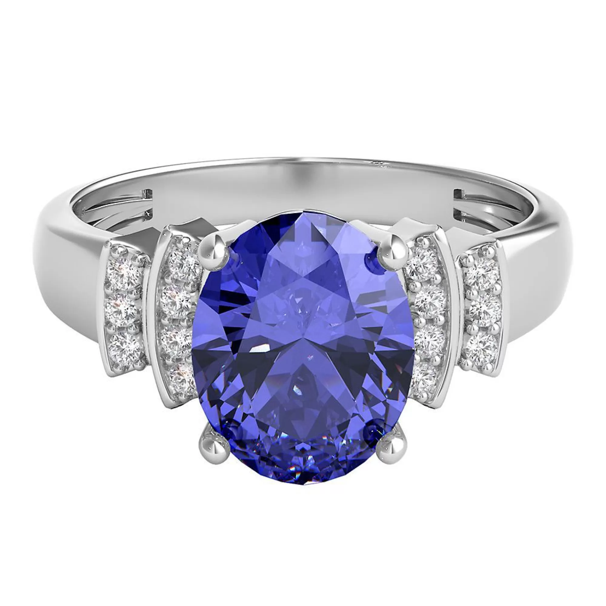 Rings^* Tanzanite & 1/10 Ct. Tw. Diamond Ring In 14K White Gold