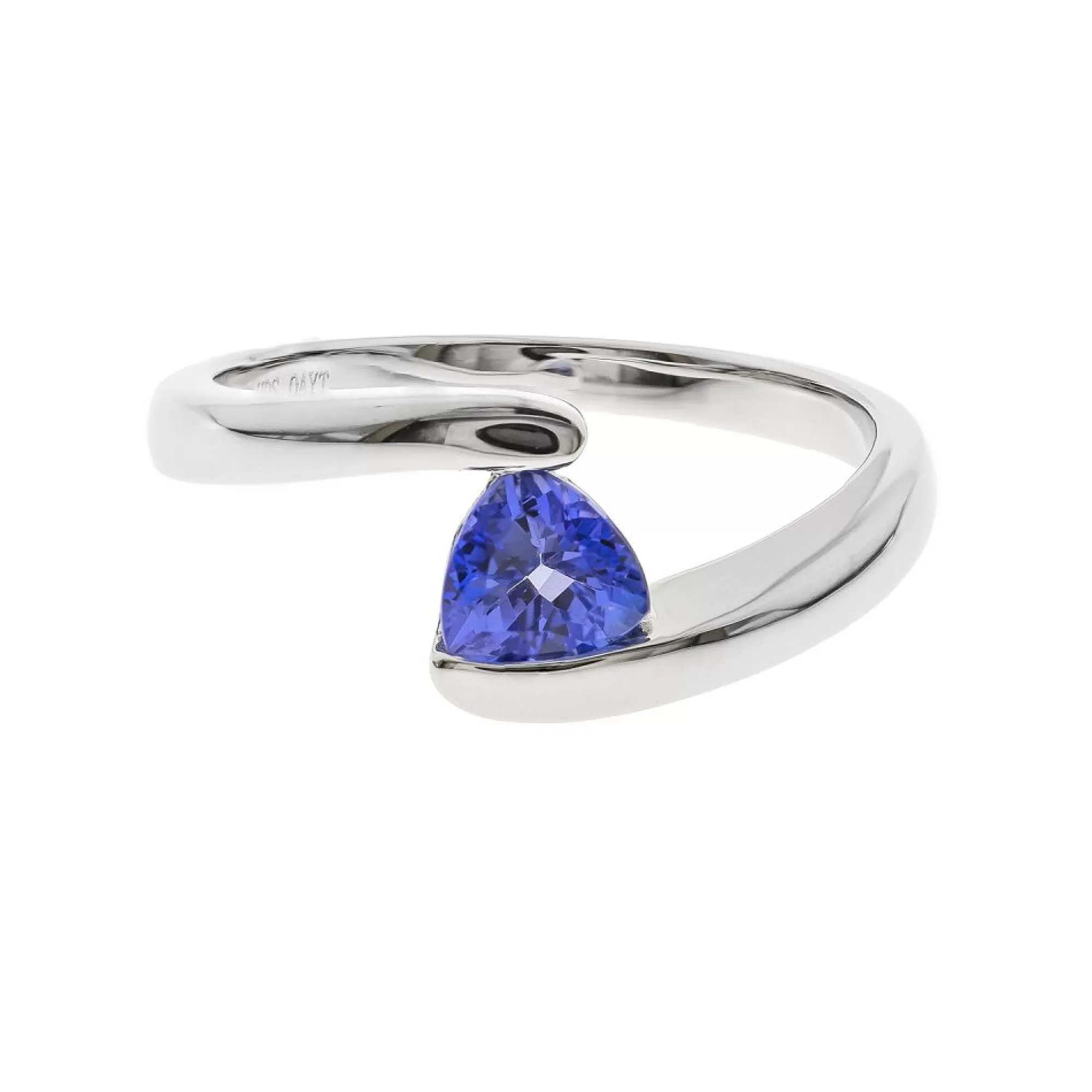 Rings^* Tanzanite Triangle Bypass Ring In Sterling Silver