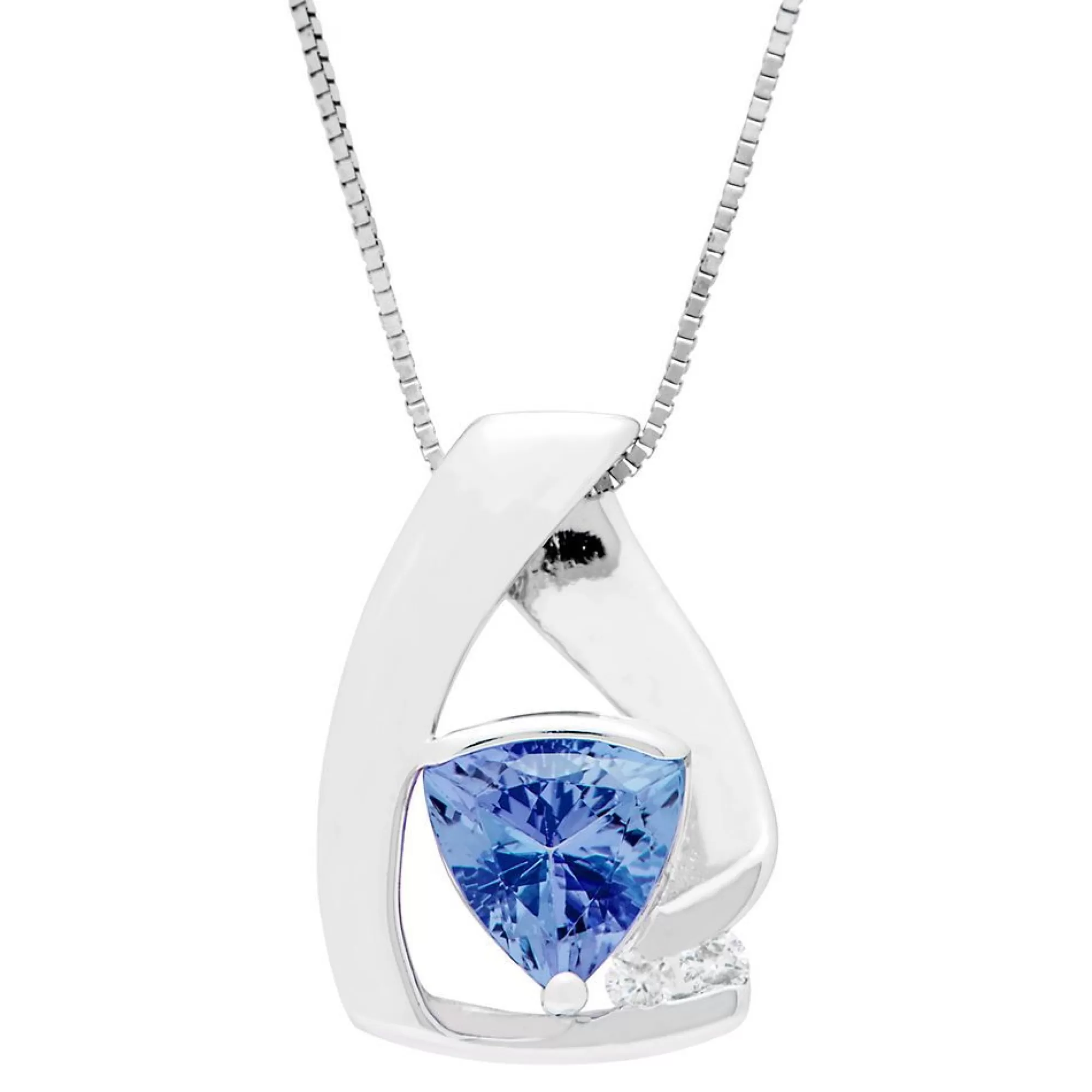 Necklaces & Pendants^* Tanzanite Triangle Pendant With Diamond Accents In Sterling Silver