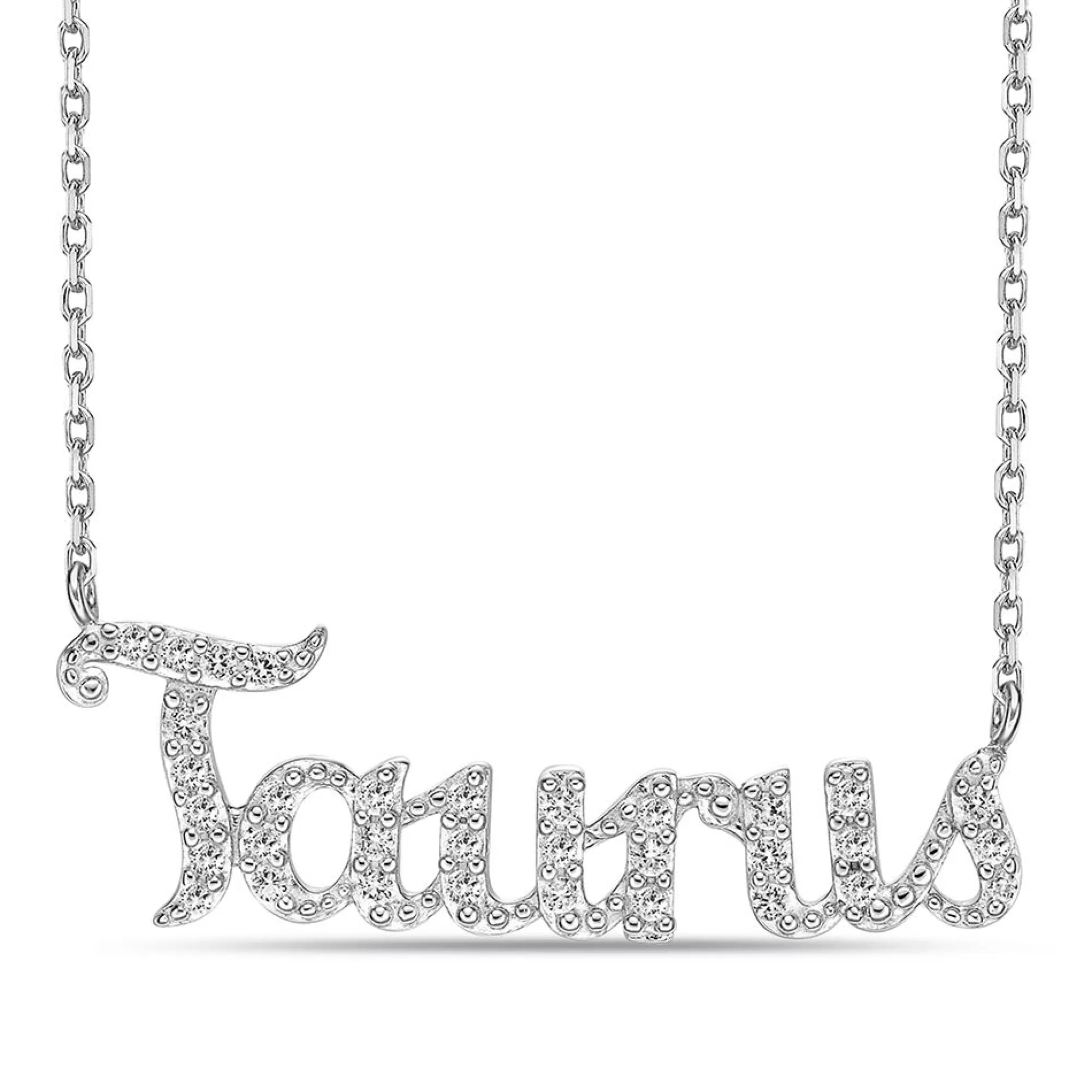 Necklaces & Pendants^* Taurus Lab Created White Sapphire Necklace In Sterling Silver