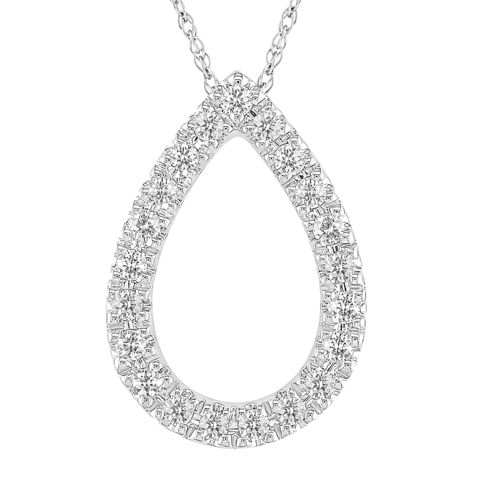 Necklaces & Pendants^* Teardrop Diamond Pendant In 10K White Gold (1/10 Ct. Tw.)