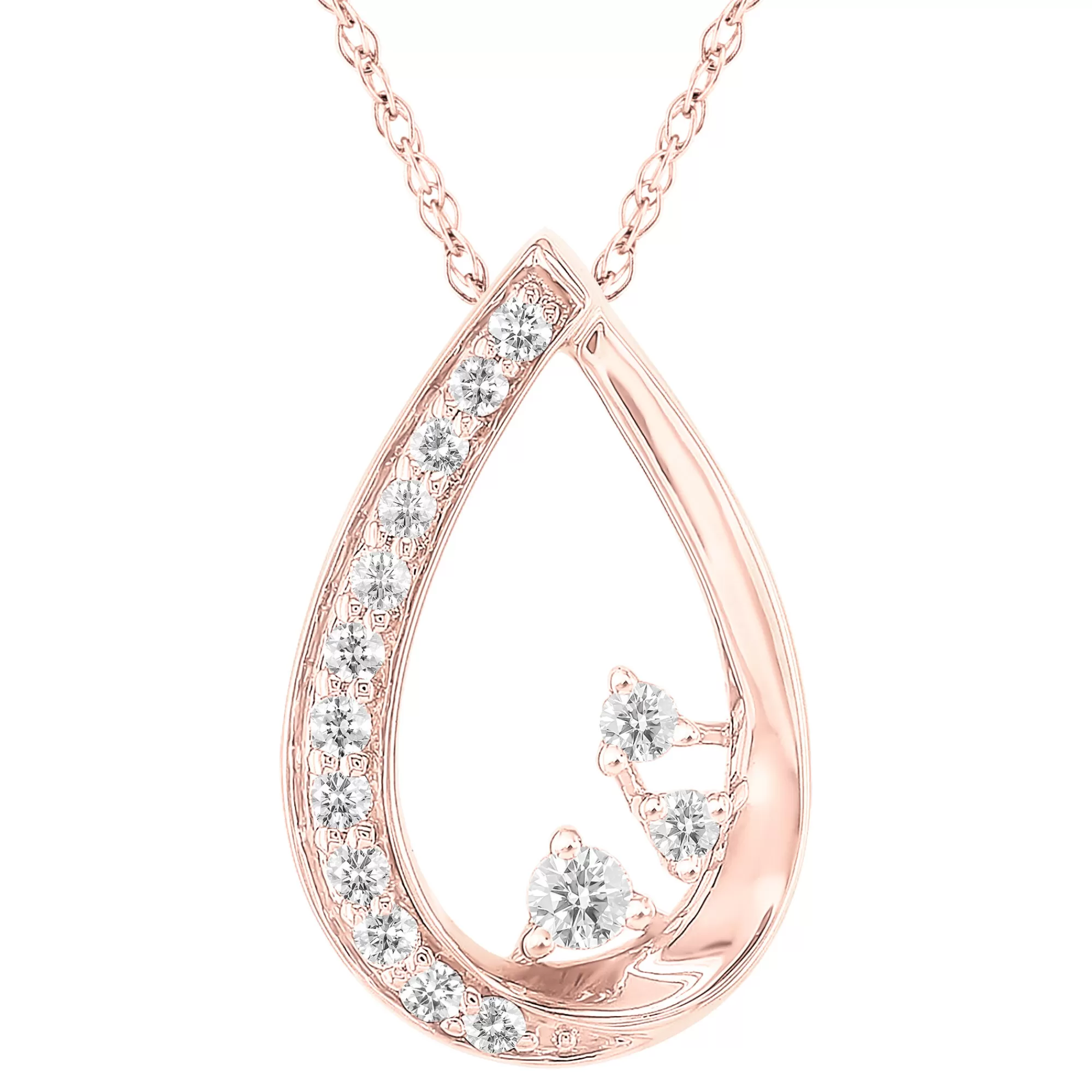 Necklaces & Pendants^* Teardrop Pendant With Diamond Accents In 10K Rose Gold