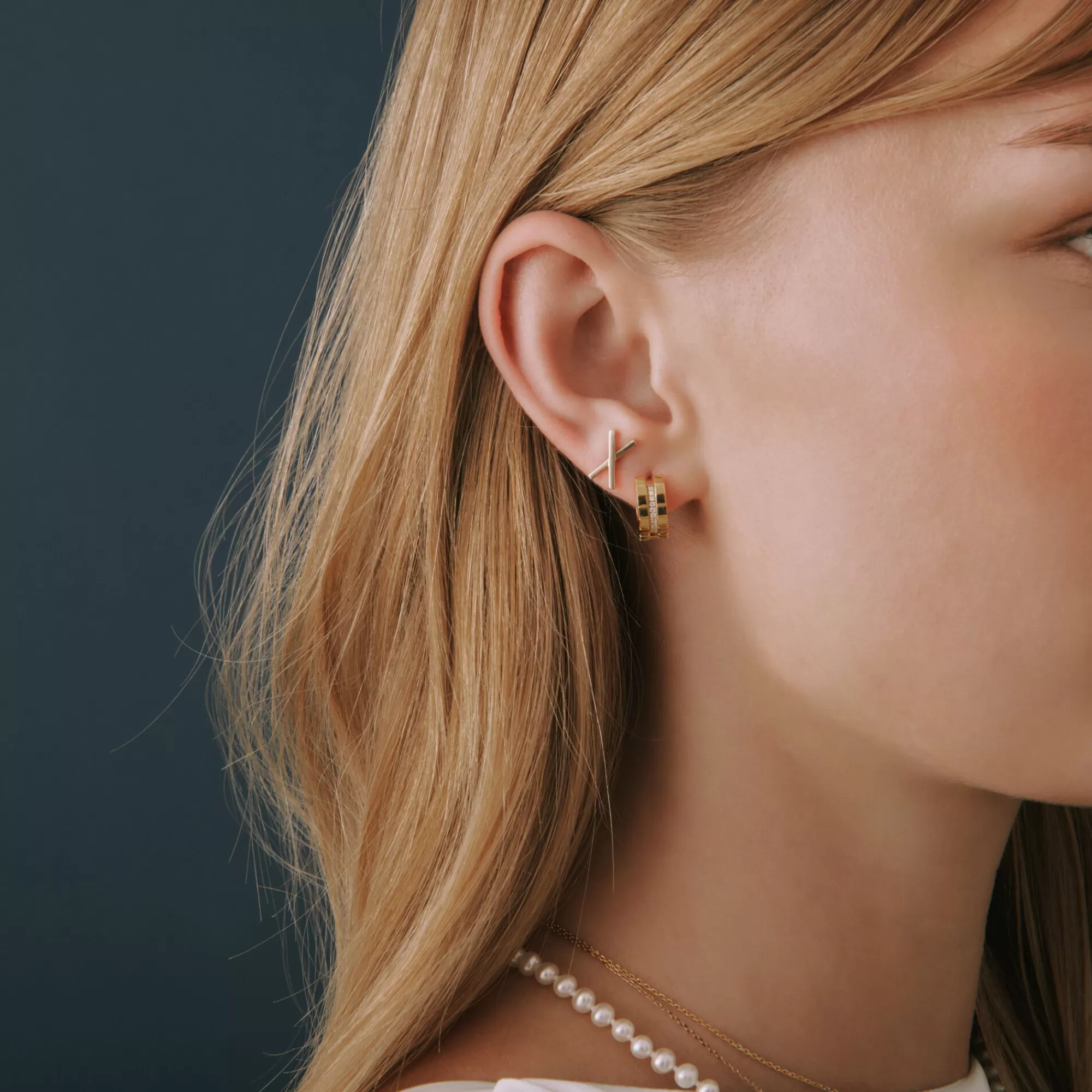 Earrings^Laure by Aurate Thin 'X' Stud Earrings In Vermeil