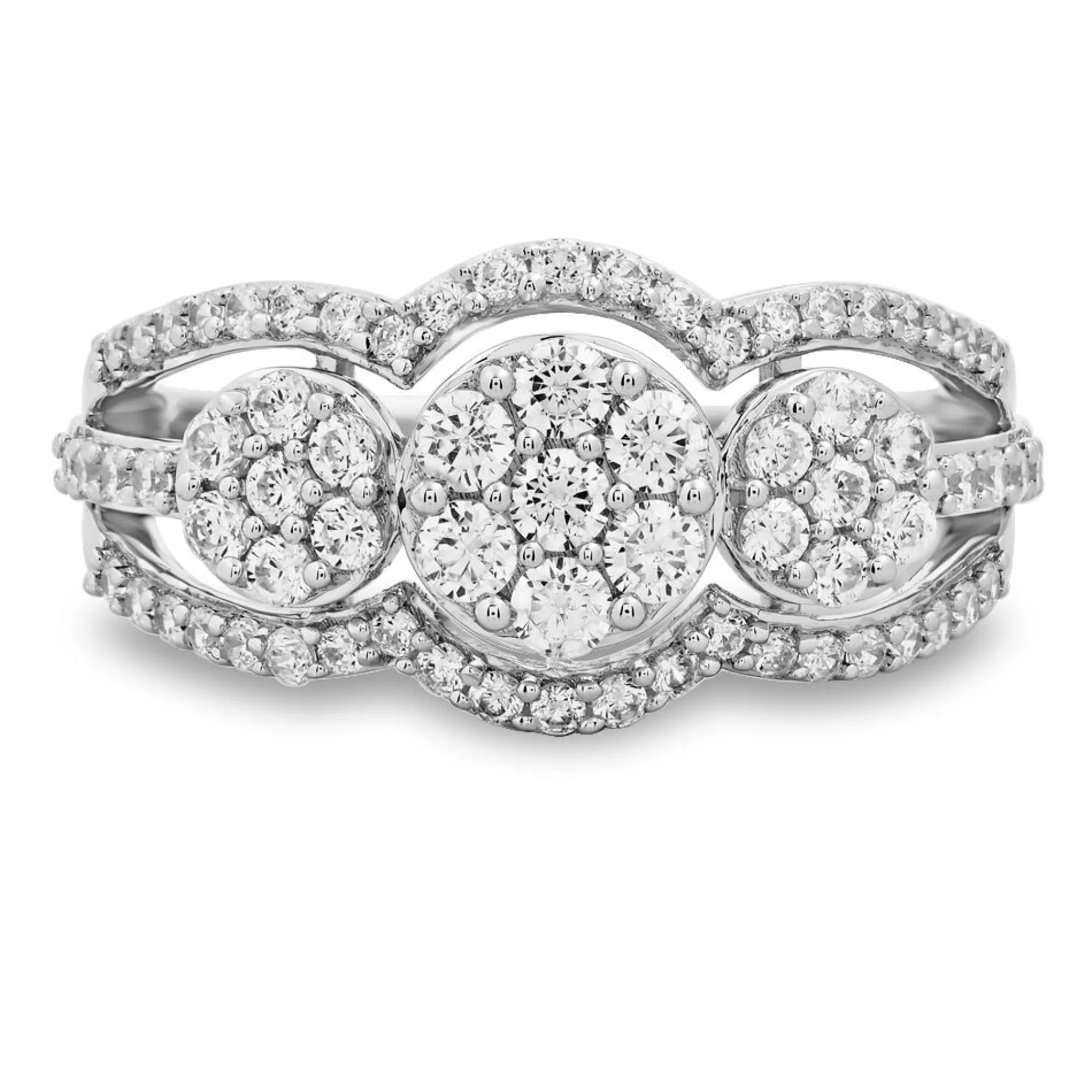 Rings^Mirabela® Three-Cluster Diamond Ring In 10K White Gold (1 Ct. Tw.)