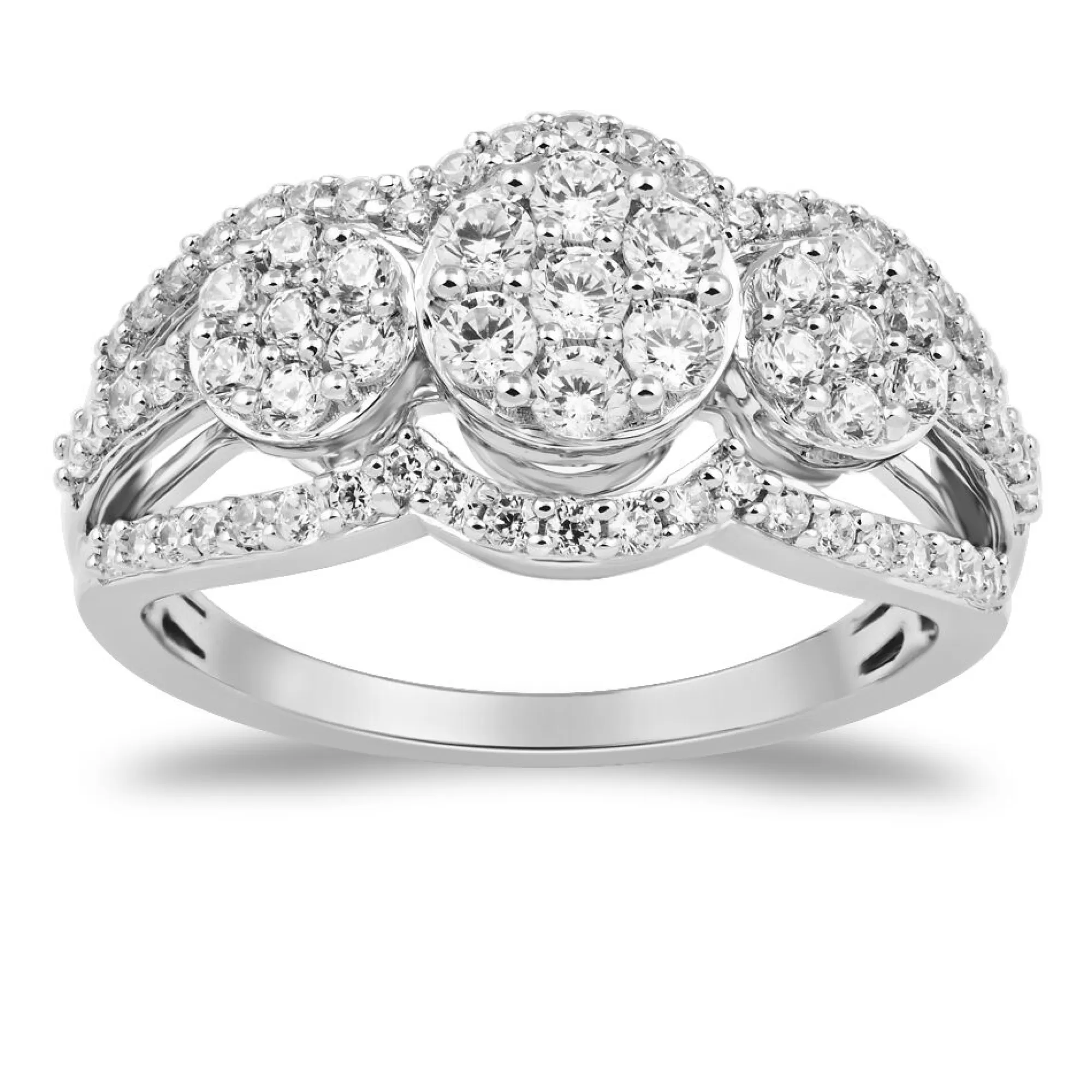 Rings^Mirabela® Three-Cluster Diamond Ring In 10K White Gold (1 Ct. Tw.)