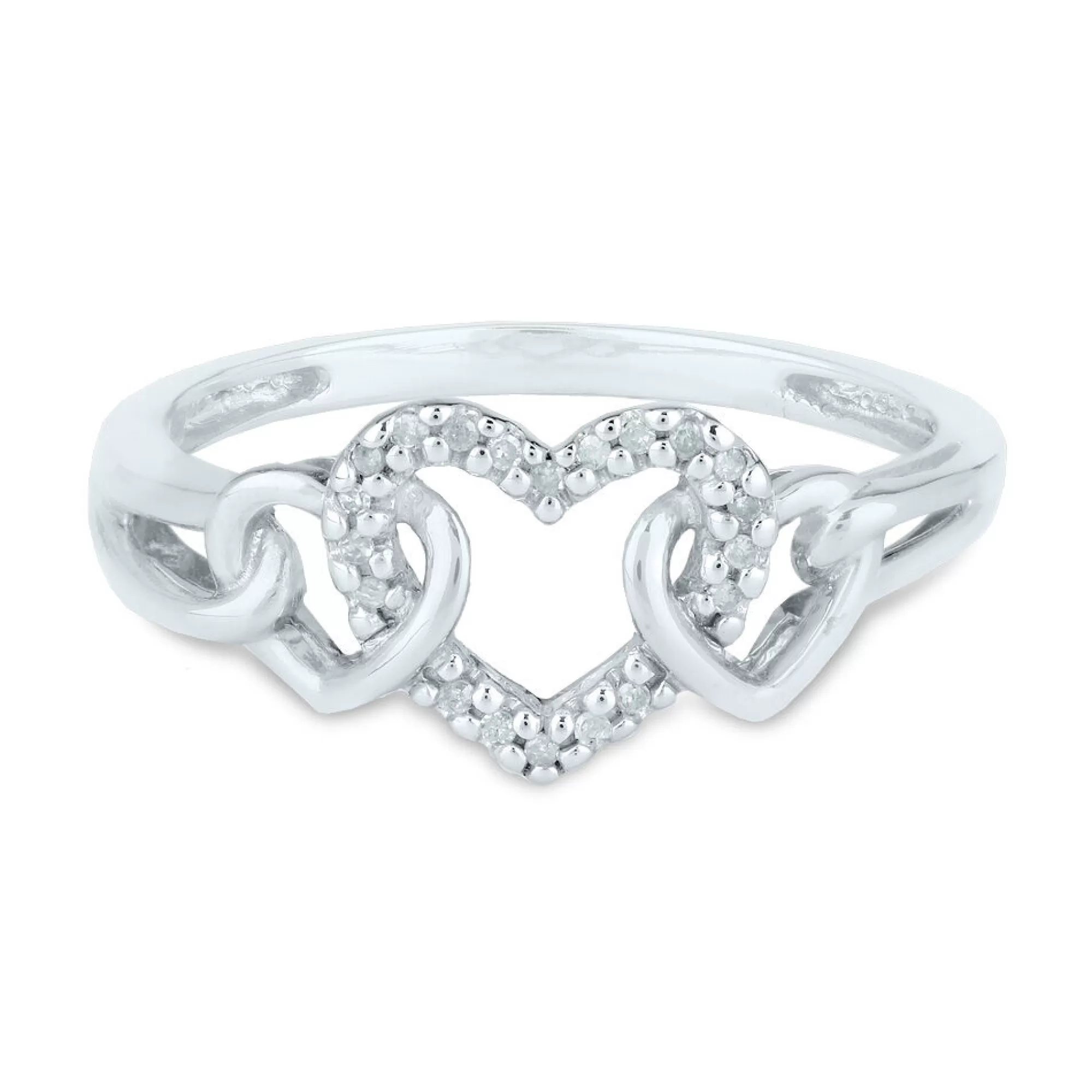 Rings^* Three-Heart Ring With Diamond Accents In 10K White Gold