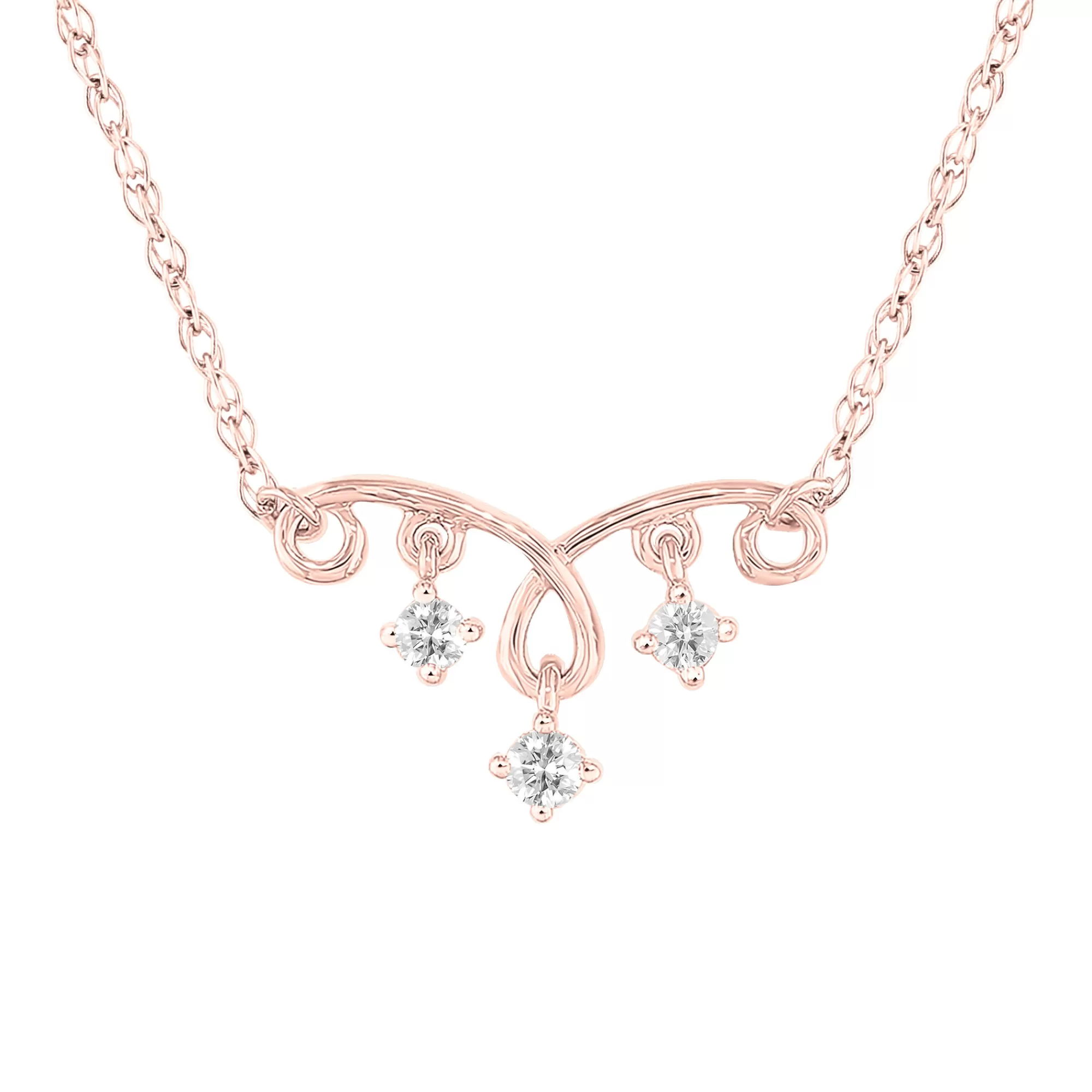 Necklaces & Pendants^* Three-Stone Diamond Accent Necklace In 10K Rose Gold