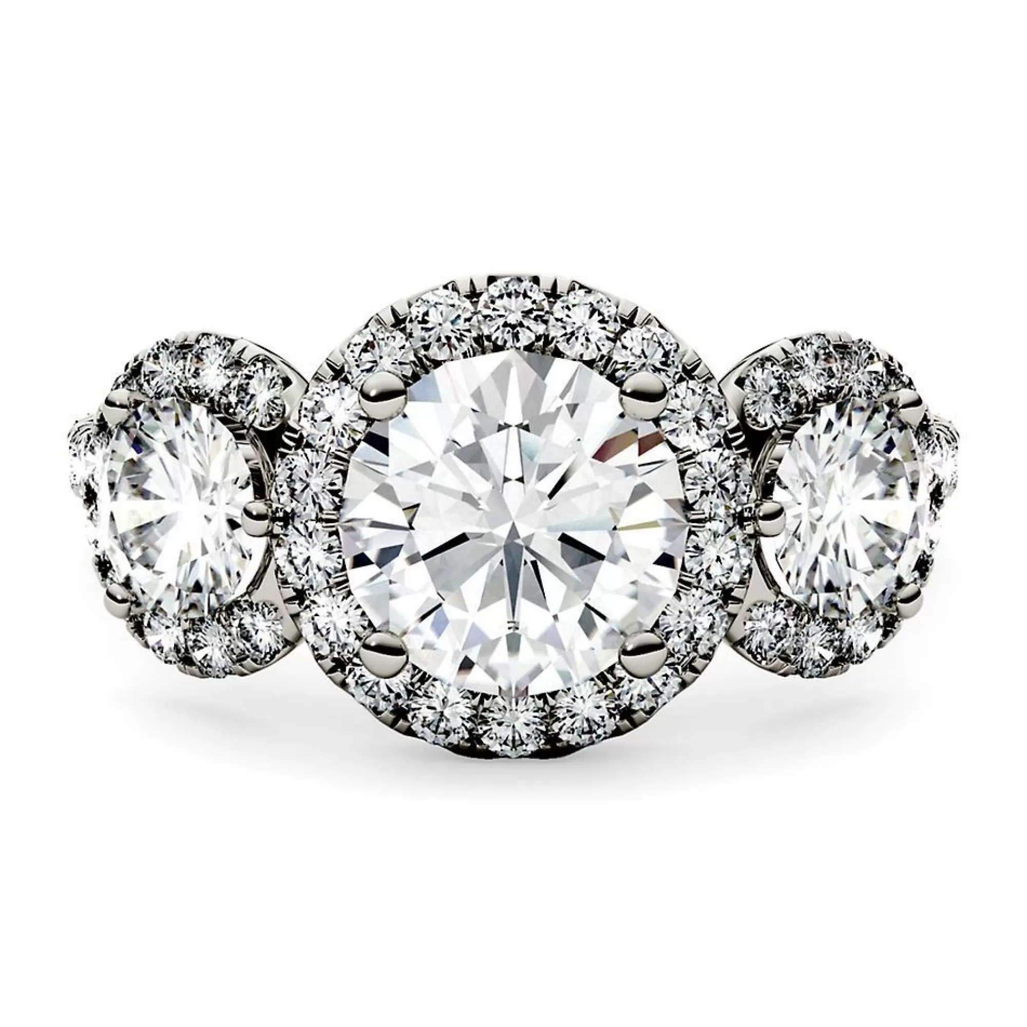 Rings^Charles & Colvard-Forever One™ Three-Stone Moissanite Ring In 14K White Gold (2 1/10 Ct. Tw.)