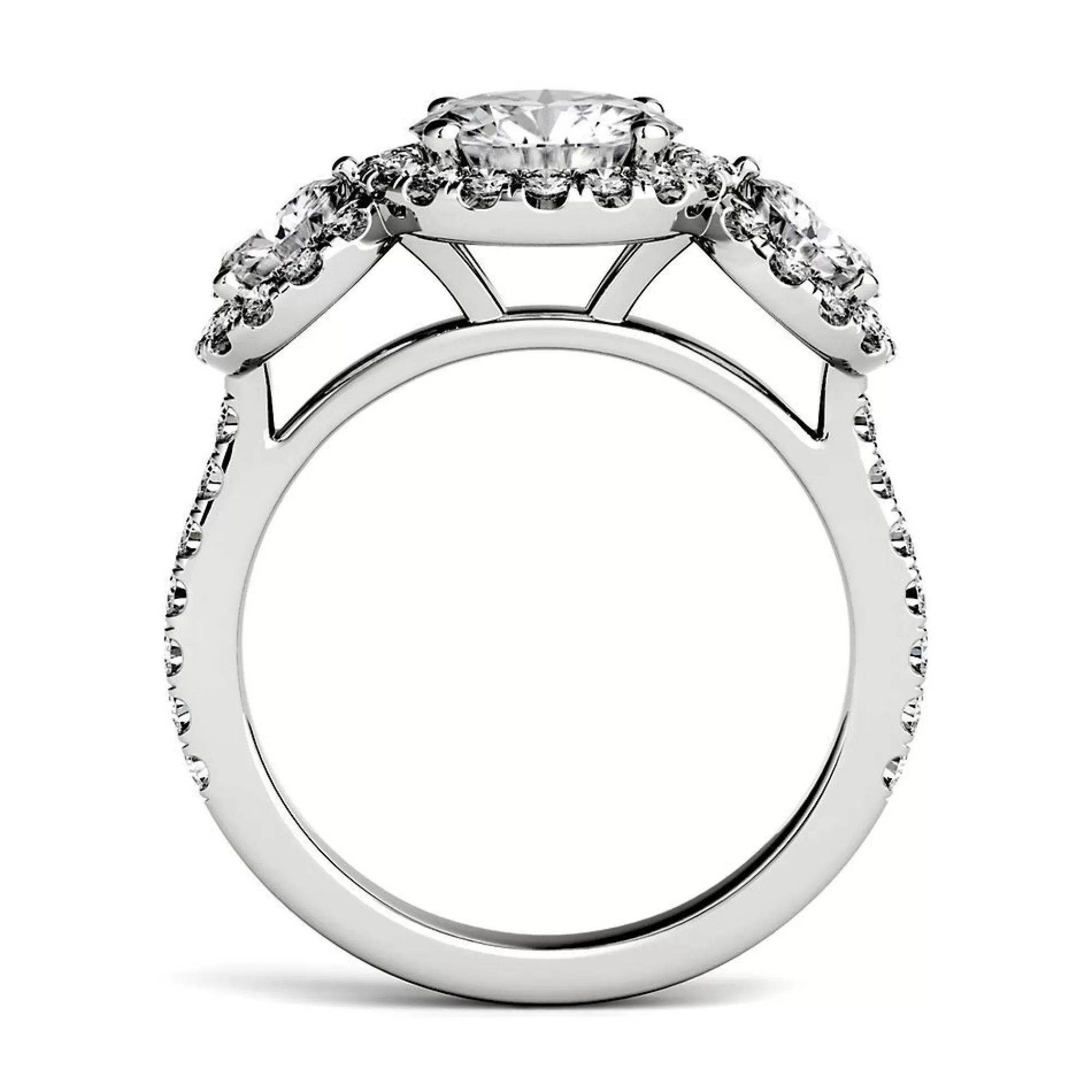 Rings^Charles & Colvard-Forever One™ Three-Stone Moissanite Ring In 14K White Gold (2 1/10 Ct. Tw.)