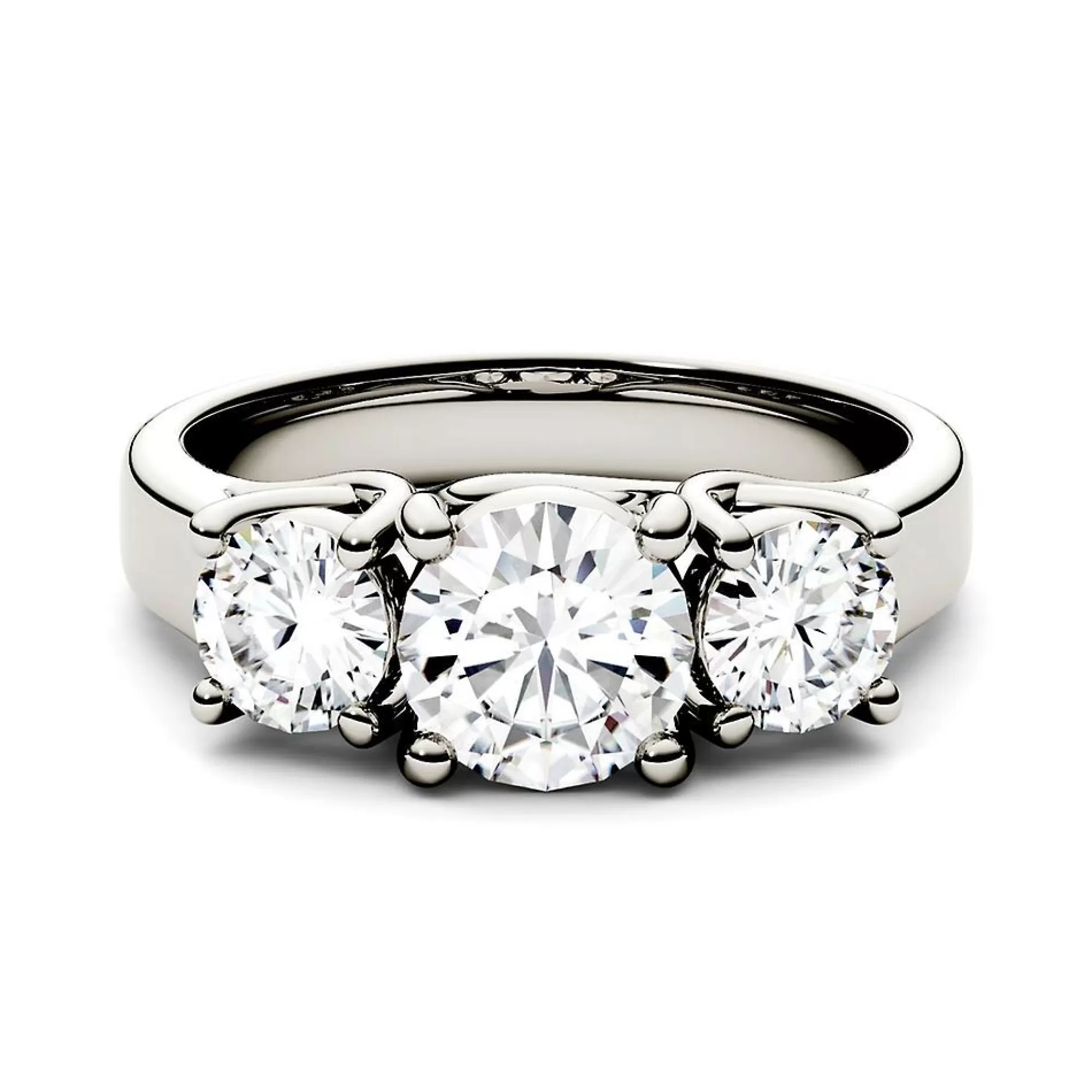 Rings^Charles & Colvard-Forever One™ Three-Stone Moissanite Ring 14K White Gold (2 Ct. Tw.)