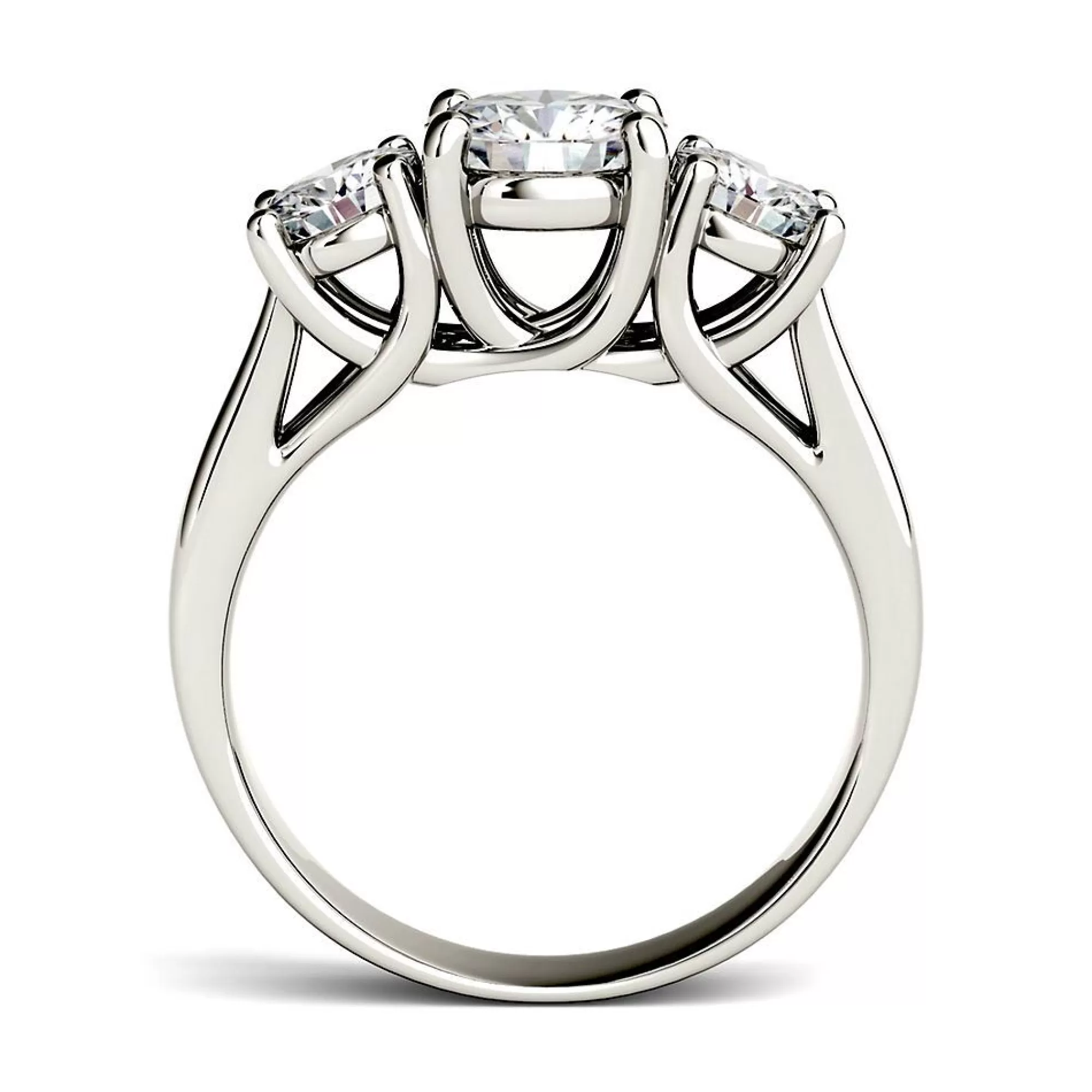 Rings^Charles & Colvard-Forever One™ Three-Stone Moissanite Ring 14K White Gold (2 Ct. Tw.)