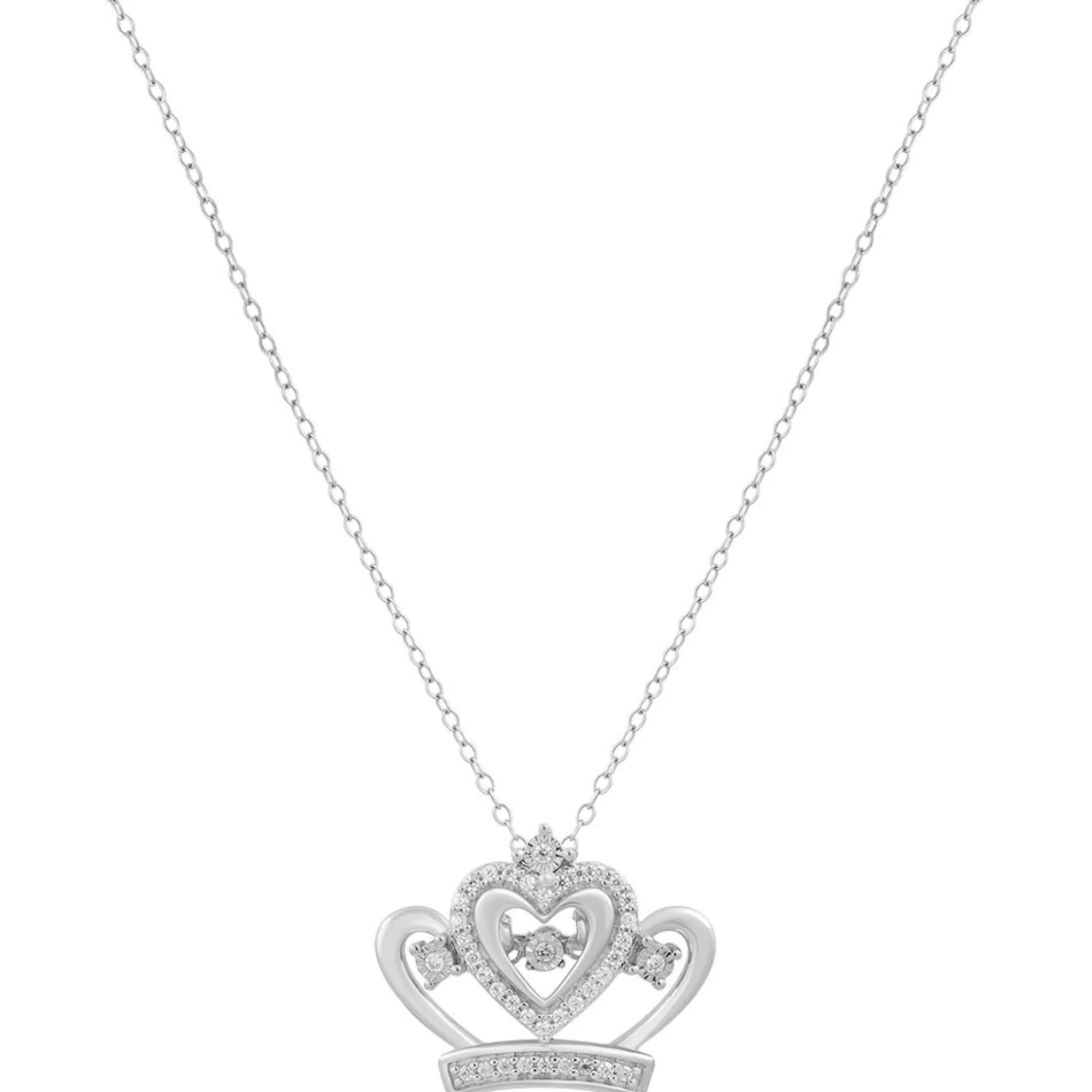 Necklaces & Pendants^Enchanted Disney Tiara Pendant With Diamonds & Heart In Sterling Silver (1/10 Ct. Tw.)