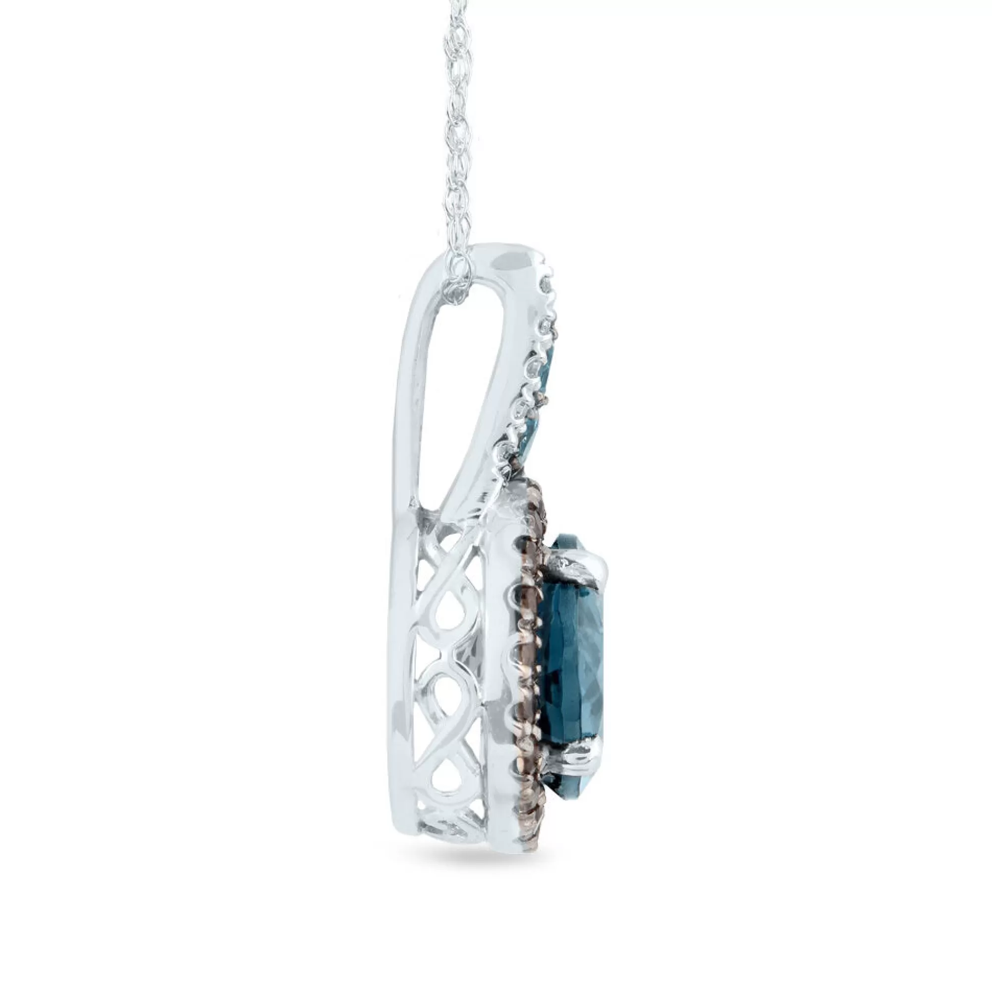 Necklaces & Pendants^* Topaz Pendant With Diamond Accents In 10K White Gold