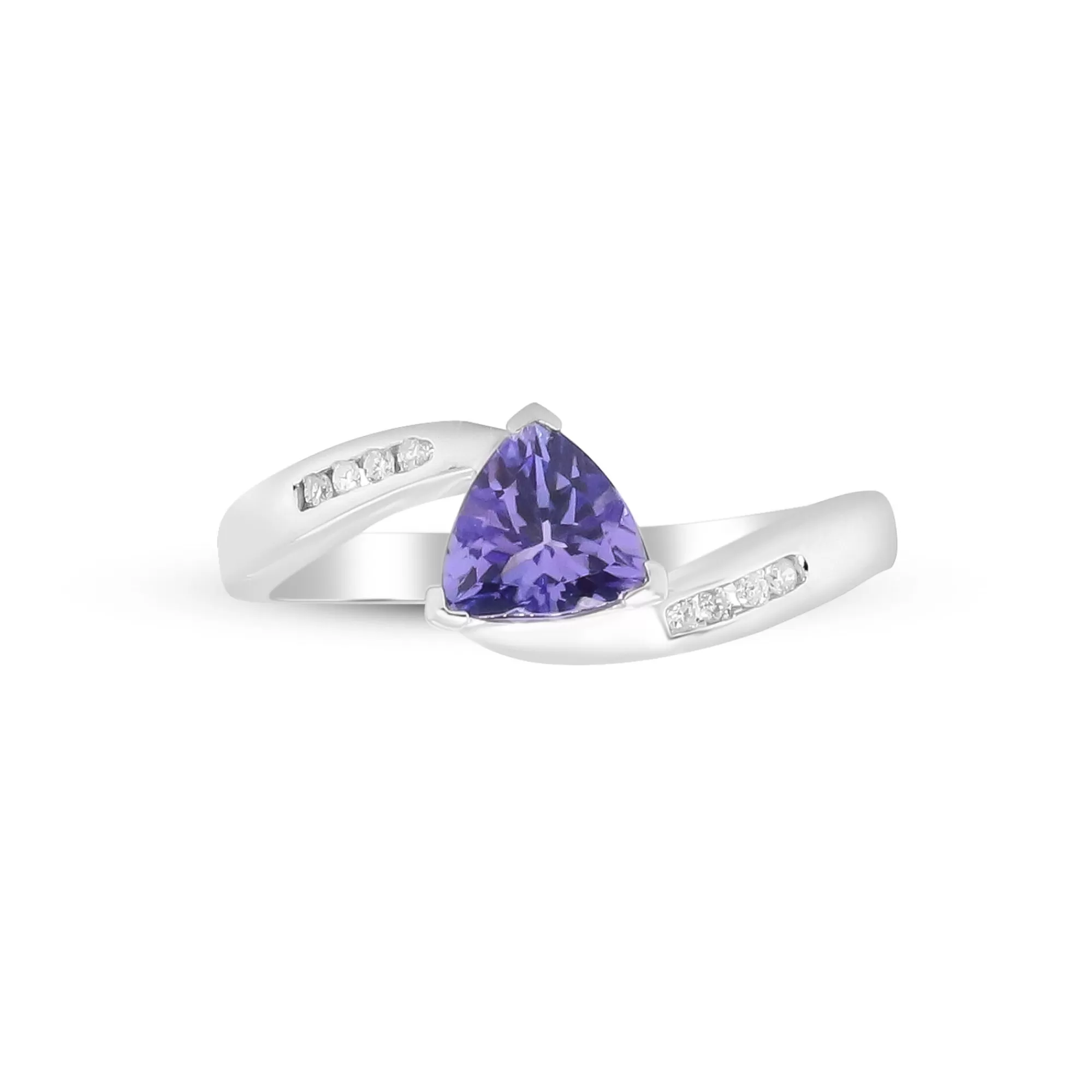 Rings^* Trillion-Shaped Tanzanite Ring With Diamond Accents In Sterling Silver